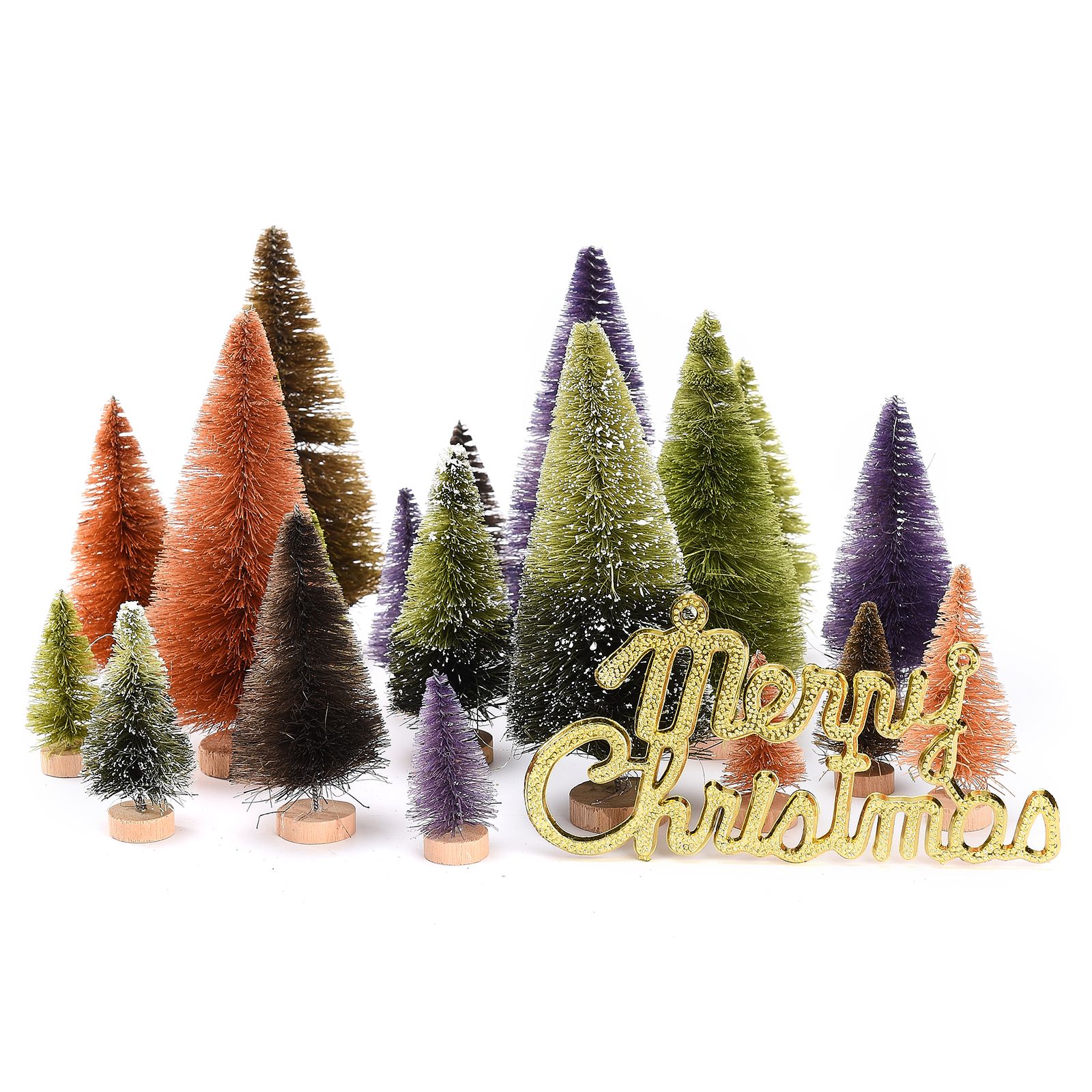 21pcs Artificial Christmas Trees Set Decoration Sisal Wood False Christmas Trees Kit - Image 4