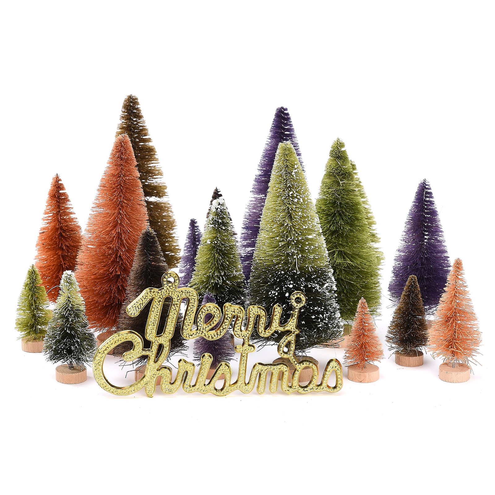 21pcs Artificial Christmas Trees Set Decoration Sisal Wood False Christmas Trees Kit - Image 5
