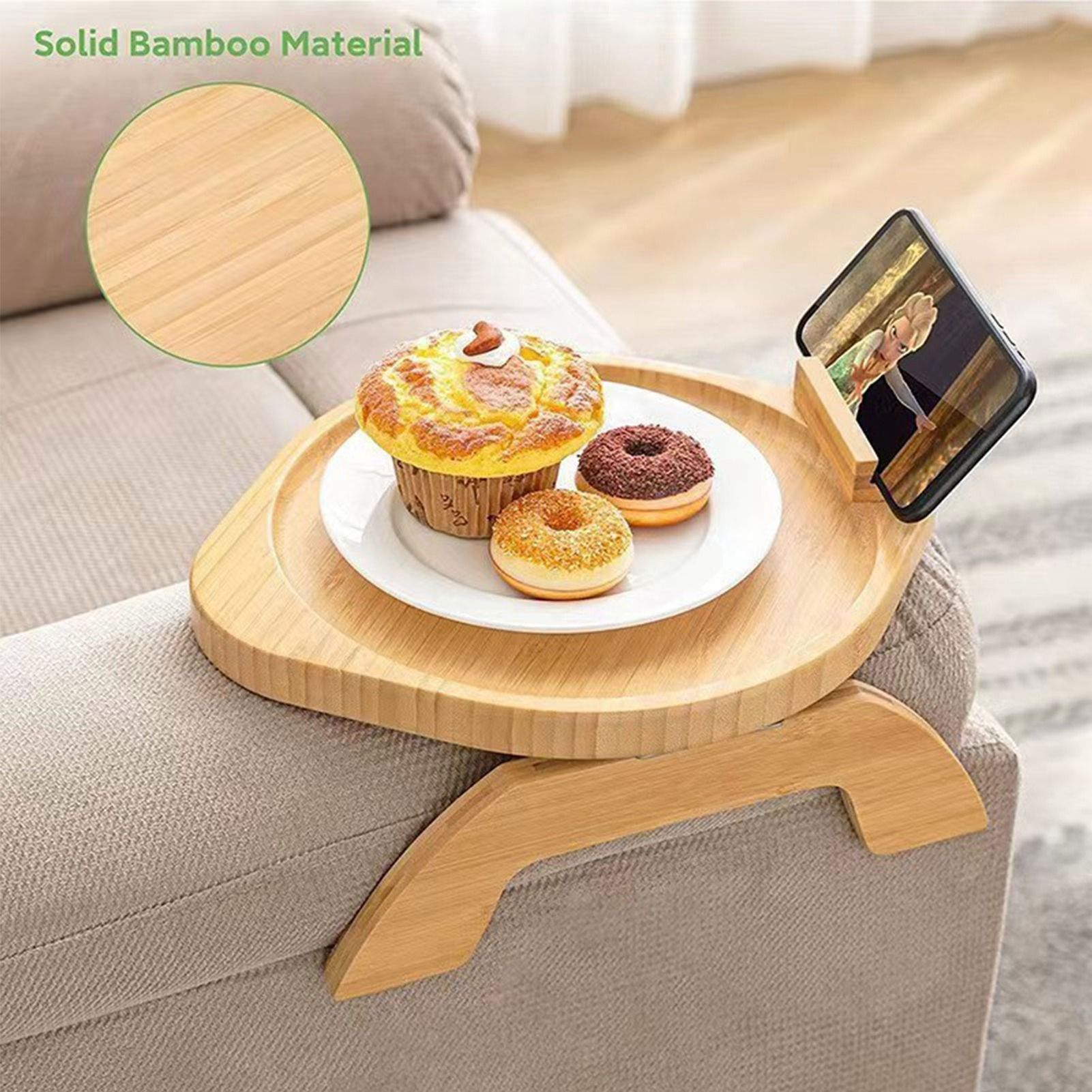 Wooden Sofa Tray Mobile Phone Stand Fruit Plate Wood Craft Ornament - Image 6