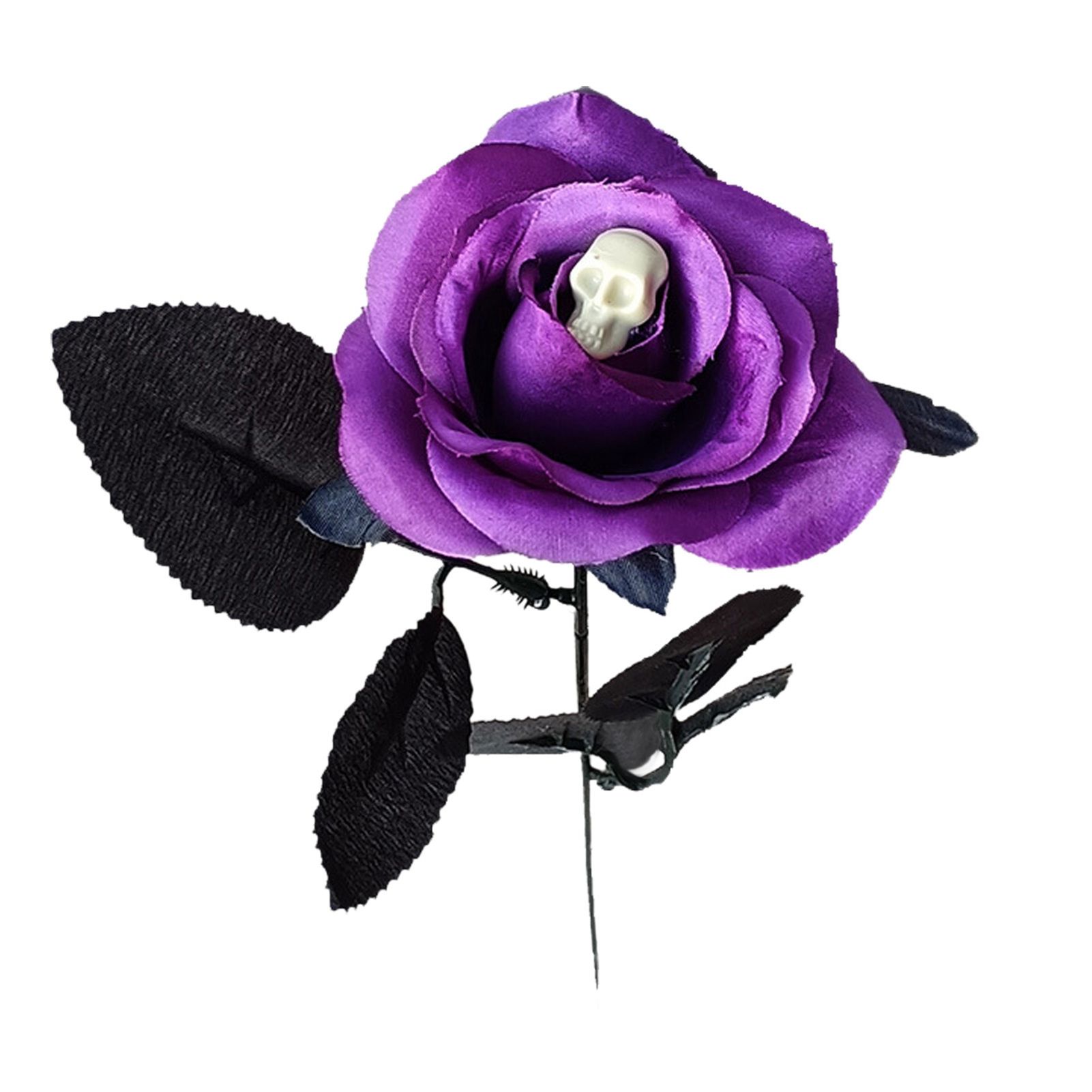 Artificial Rose Lifelike Decorative Bendable Fake Flower With Skull Head for Halloween Party - Image 1