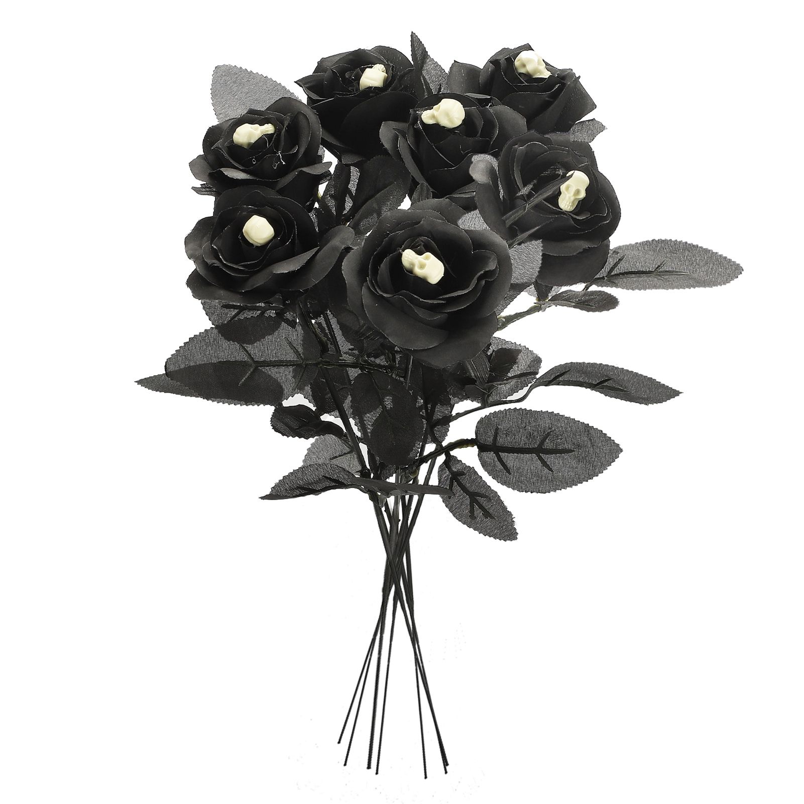 Artificial Rose Lifelike Decorative Bendable Fake Flower With Skull Head for Halloween Party - Image 2
