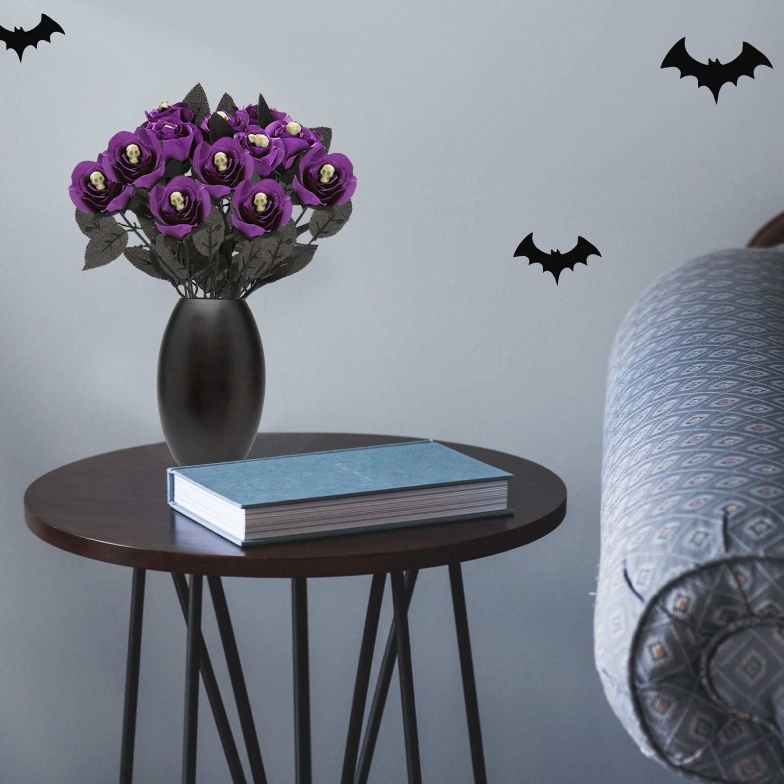 Artificial Rose Lifelike Decorative Bendable Fake Flower With Skull Head for Halloween Party - Image 3