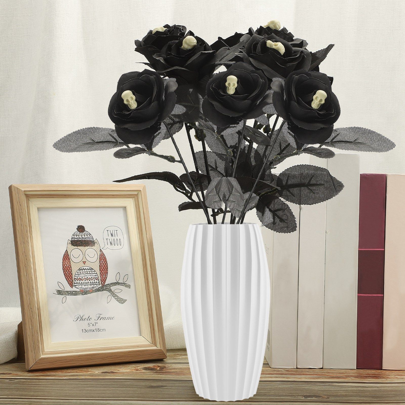 Artificial Rose Lifelike Decorative Bendable Fake Flower With Skull Head for Halloween Party - Image 4