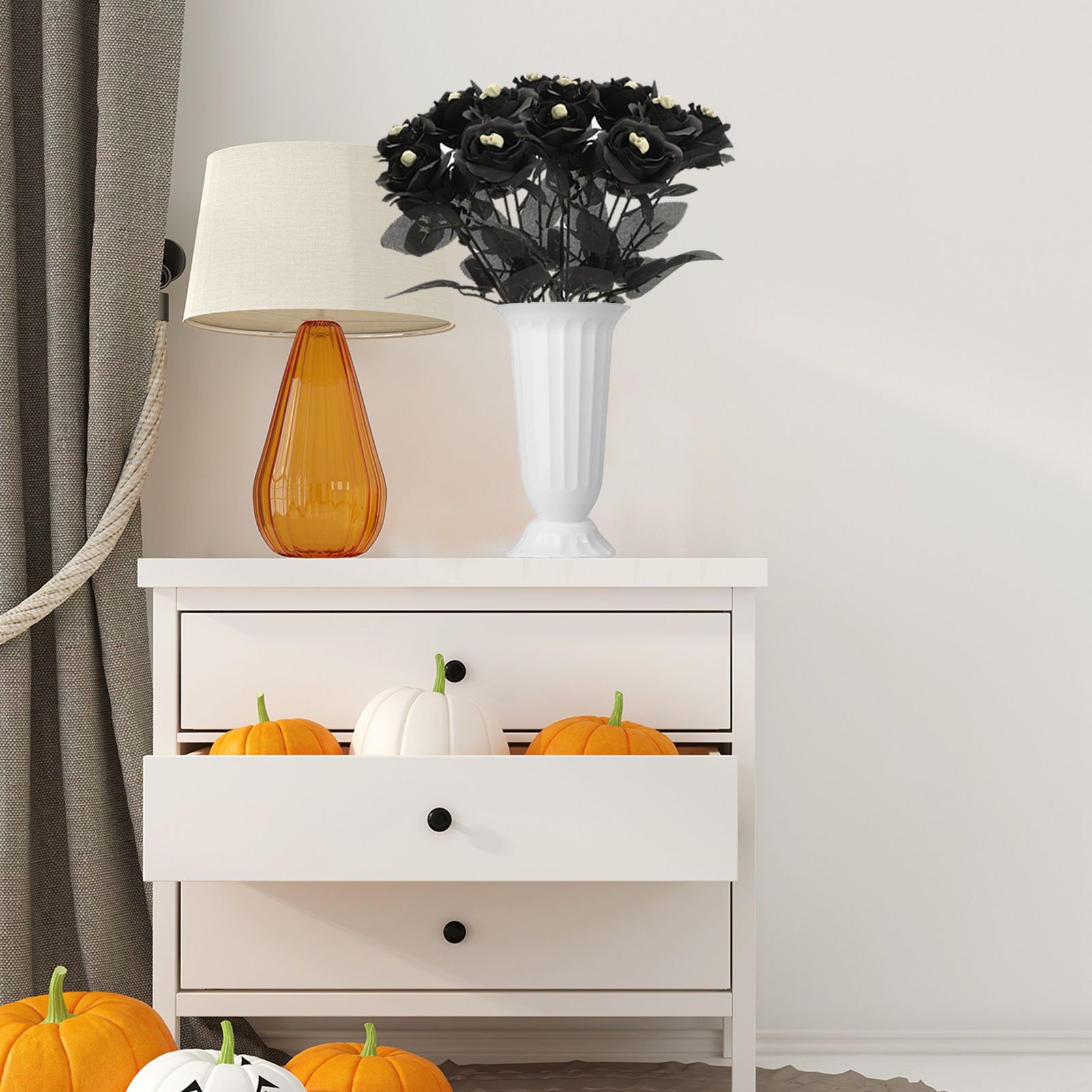 Artificial Rose Lifelike Decorative Bendable Fake Flower With Skull Head for Halloween Party - Image 5