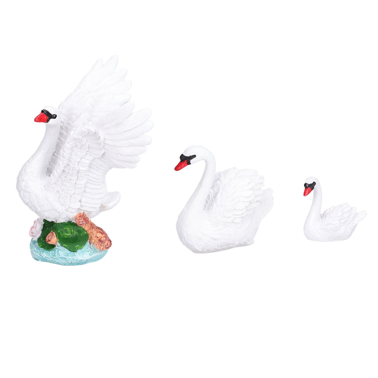 3pcs Resin Swan Ornaments Simulation Decorative Swan Figurine for Miniature Garden Home - Image 1