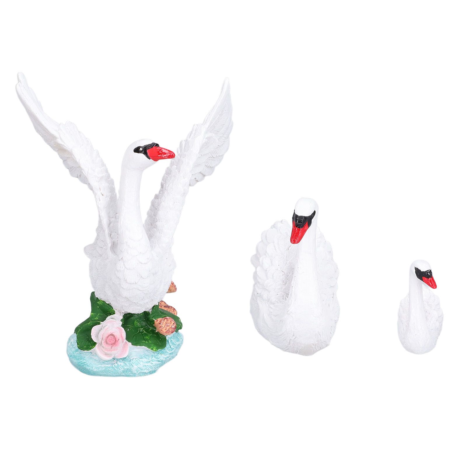 3pcs Resin Swan Ornaments Simulation Decorative Swan Figurine for Miniature Garden Home - Image 2
