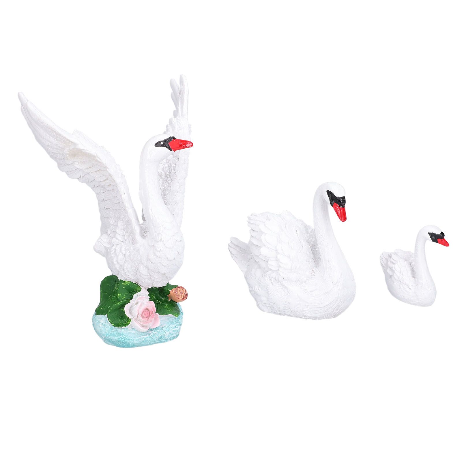 3pcs Resin Swan Ornaments Simulation Decorative Swan Figurine for Miniature Garden Home - Image 3