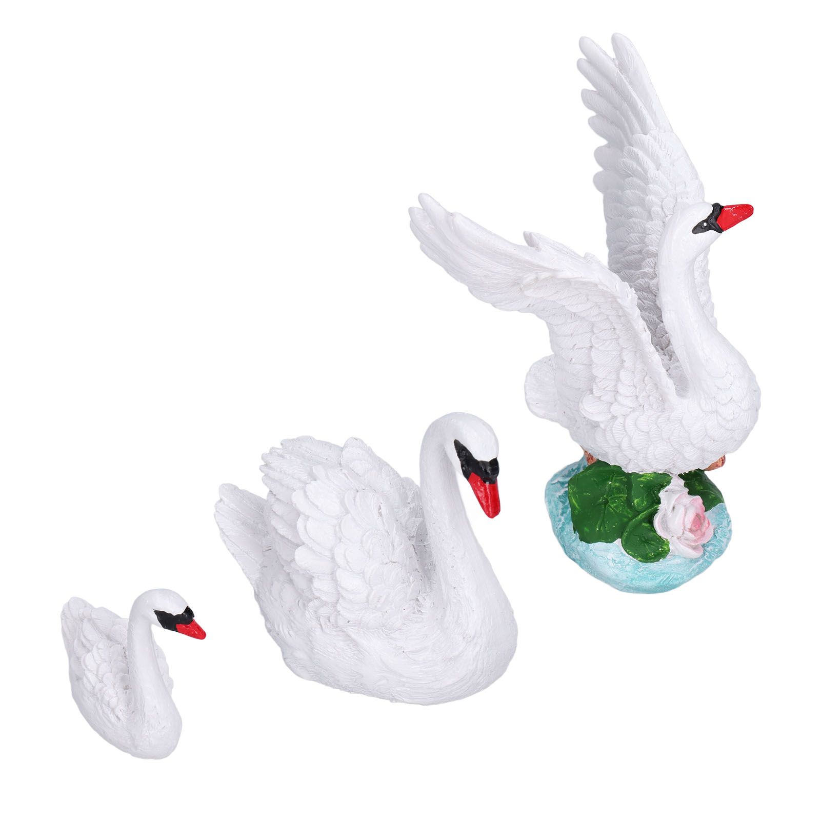 3pcs Resin Swan Ornaments Simulation Decorative Swan Figurine for Miniature Garden Home - Image 4