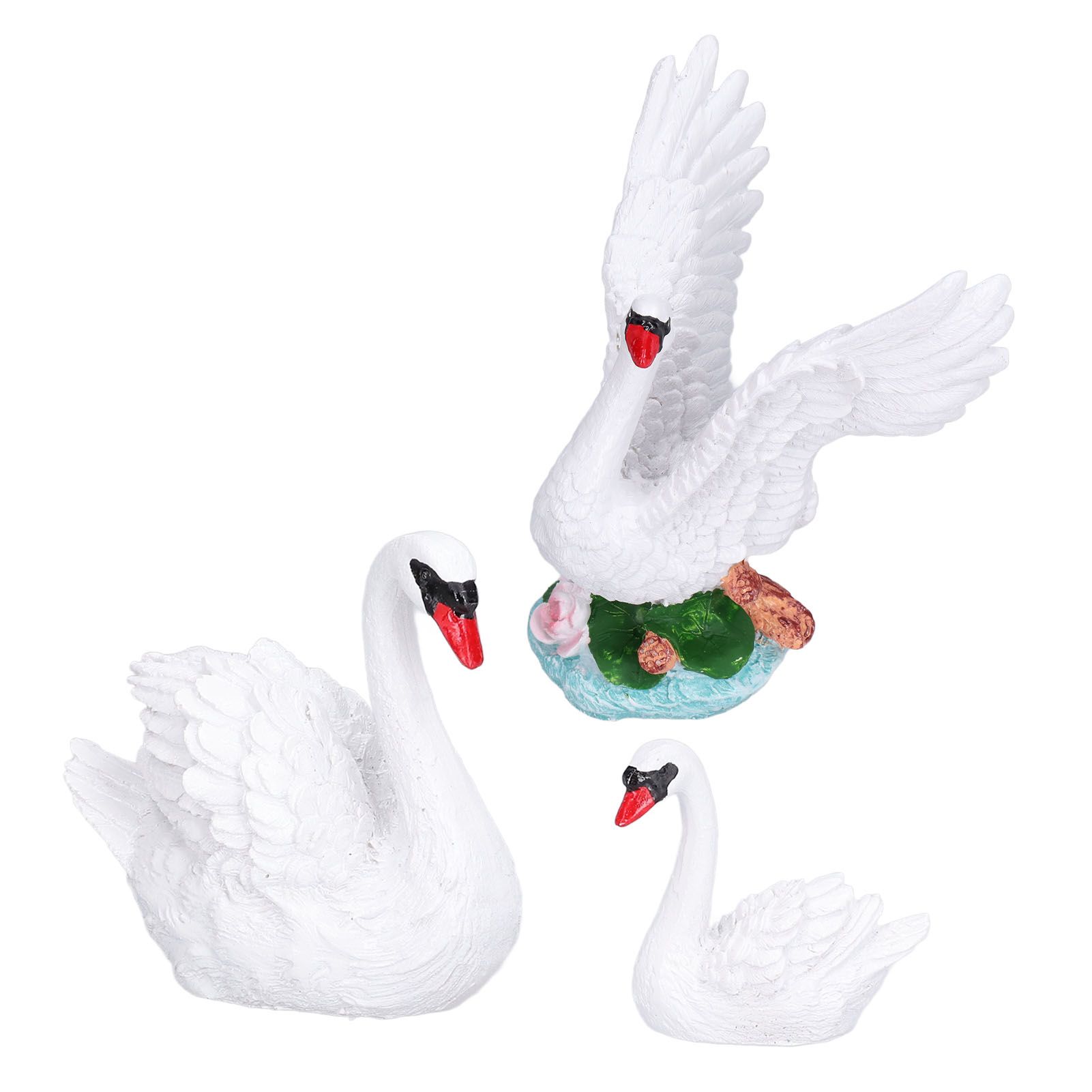 3pcs Resin Swan Ornaments Simulation Decorative Swan Figurine for Miniature Garden Home - Image 5