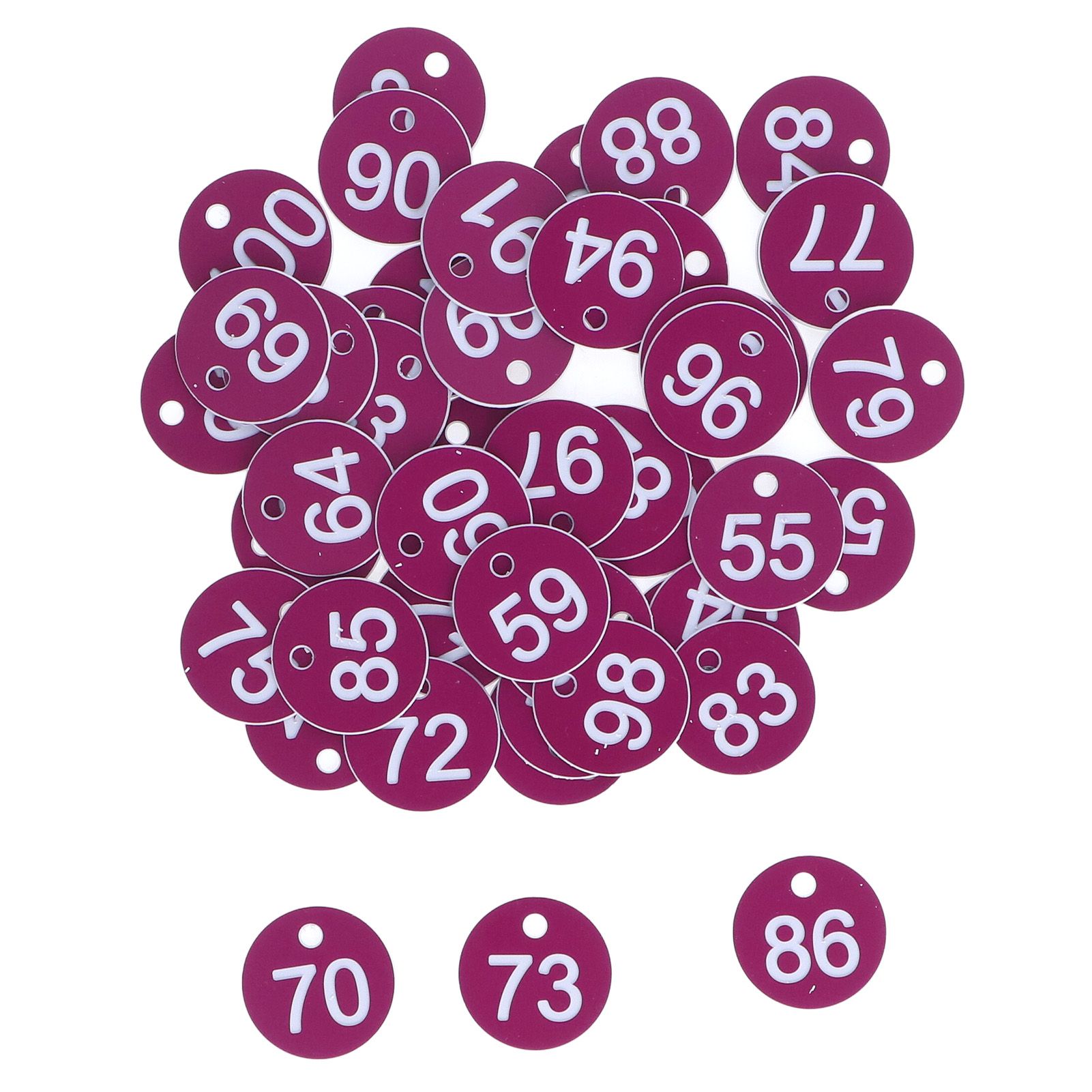 50Pcs Numbered Label Round Simple Beautiful Beehive Tag Breeding Supplies for Beekeeping Animal HusbandryNumbers 51 to 100 Purple - Image 1