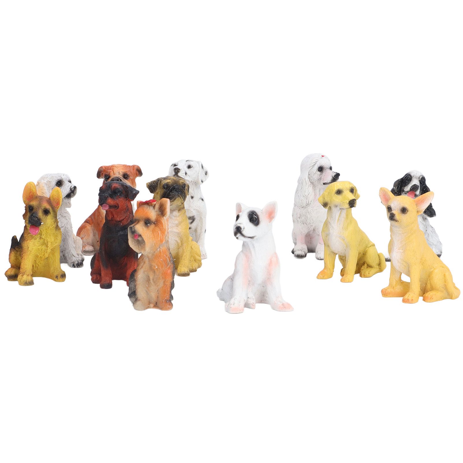 12Pcs Dog Ornaments Waterproof Textured Exquisite Vivid Dog Statues for Garden Lawn Desk Decoration - Image 1