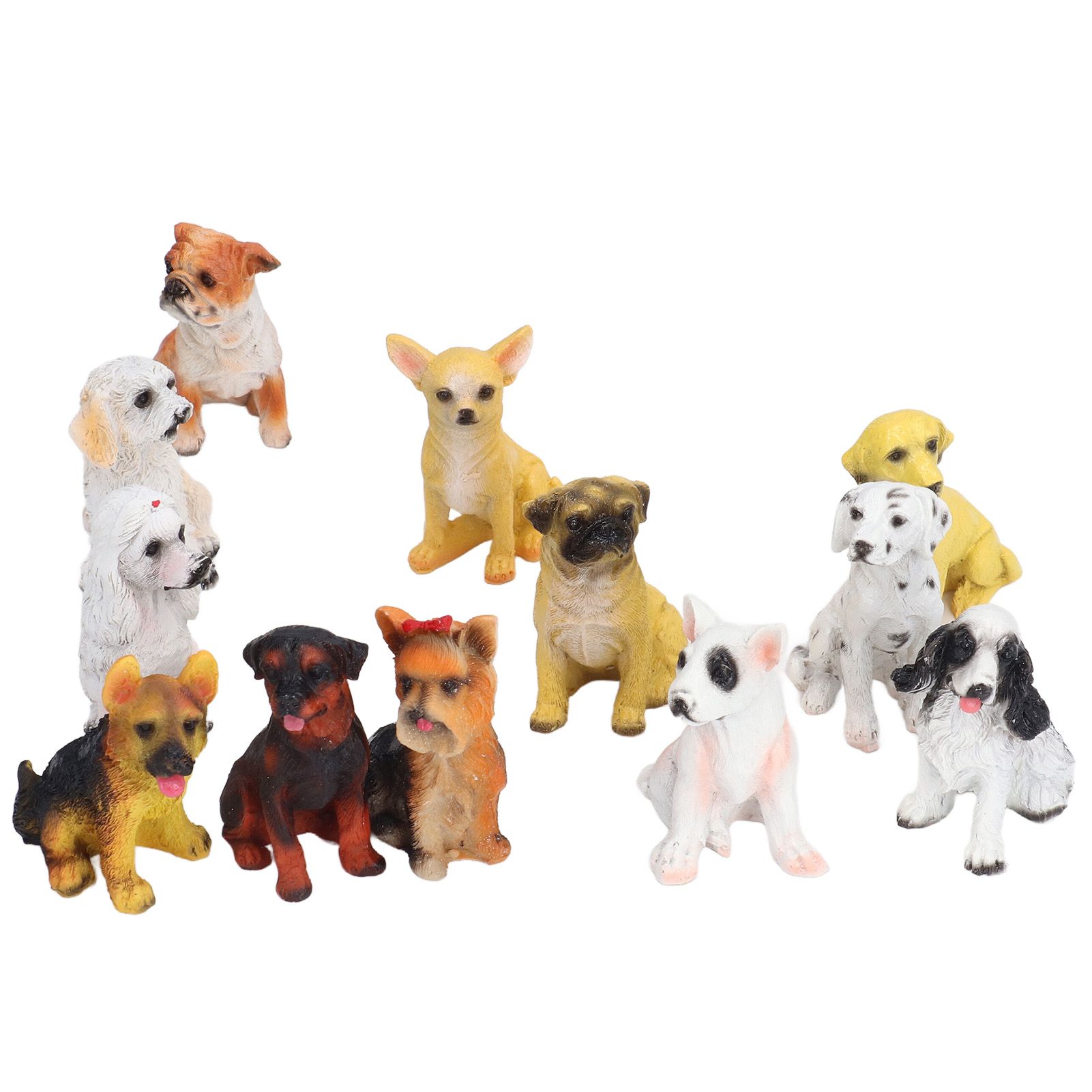 12Pcs Dog Ornaments Waterproof Textured Exquisite Vivid Dog Statues for Garden Lawn Desk Decoration - Image 3