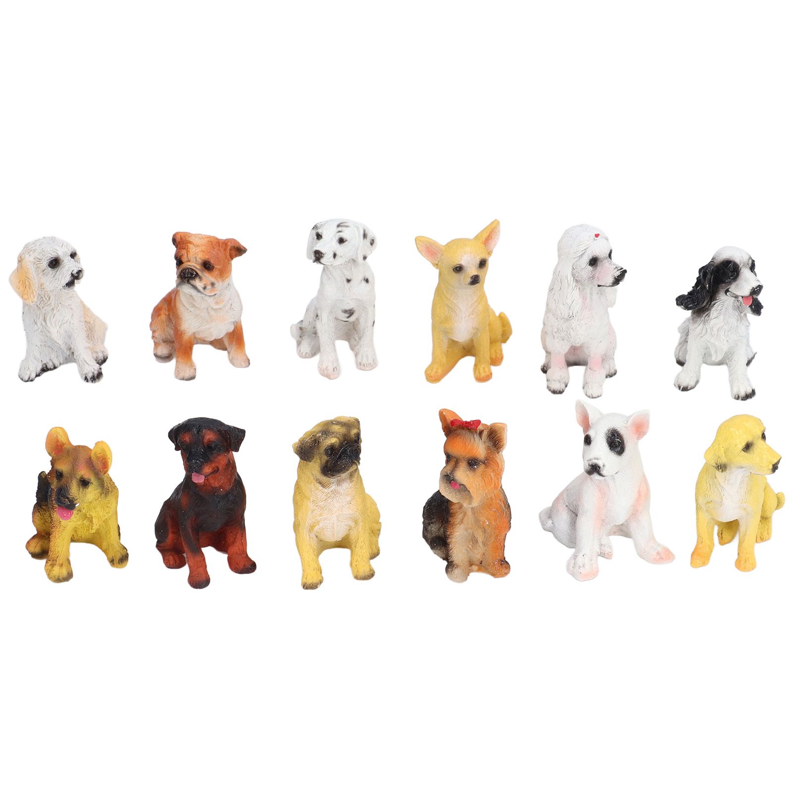 12Pcs Dog Ornaments Waterproof Textured Exquisite Vivid Dog Statues for Garden Lawn Desk Decoration - Image 5