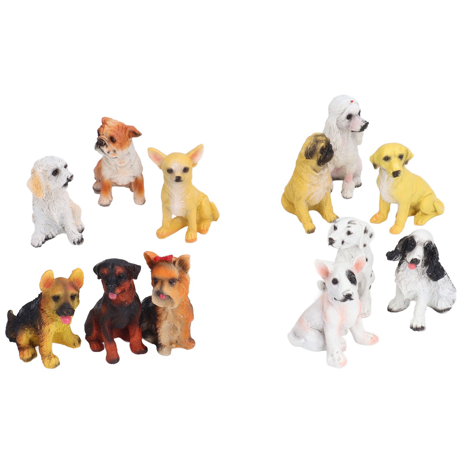 12Pcs Dog Ornaments Waterproof Textured Exquisite Vivid Dog Statues for Garden Lawn Desk Decoration - Image 6
