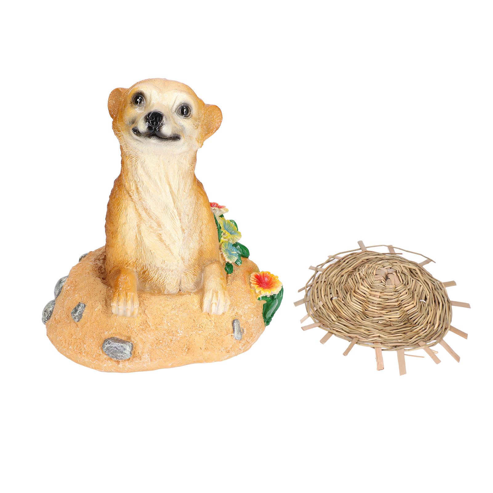 Straw Hat Meerkat Ornaments Meerkat Garden Statue Flower Pot Decoration Resin Crafts for Lawn Garden Yard - Image 1