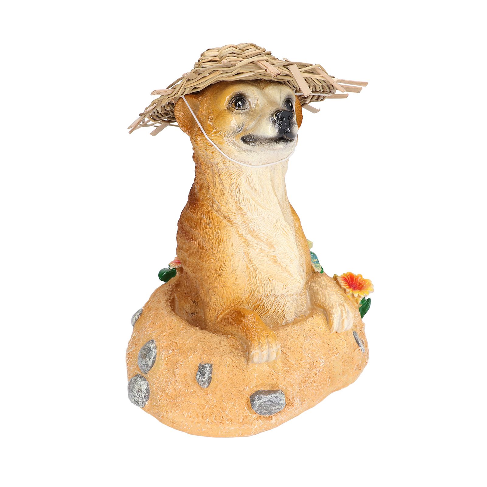 Straw Hat Meerkat Ornaments Meerkat Garden Statue Flower Pot Decoration Resin Crafts for Lawn Garden Yard - Image 3