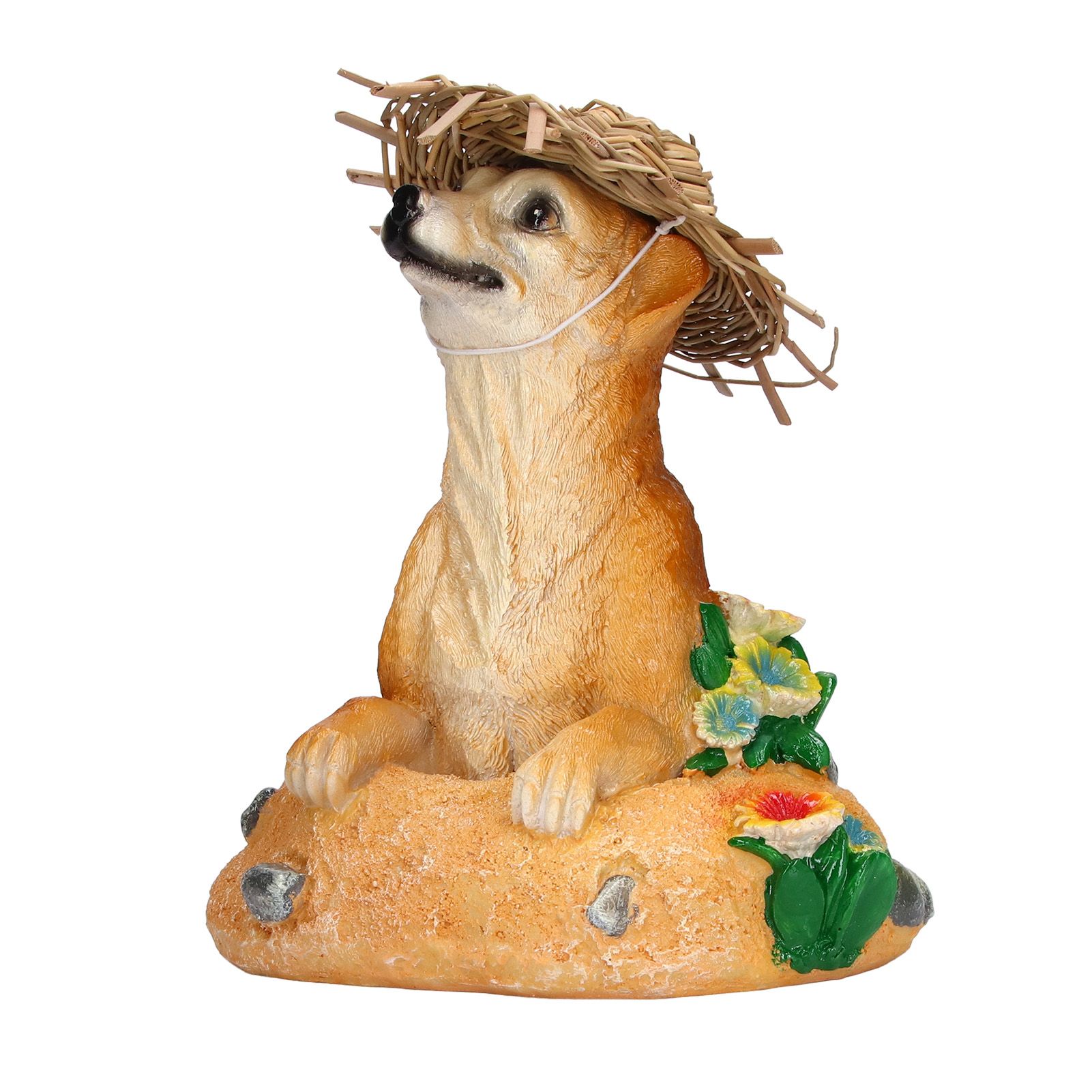 Straw Hat Meerkat Ornaments Meerkat Garden Statue Flower Pot Decoration Resin Crafts for Lawn Garden Yard - Image 4