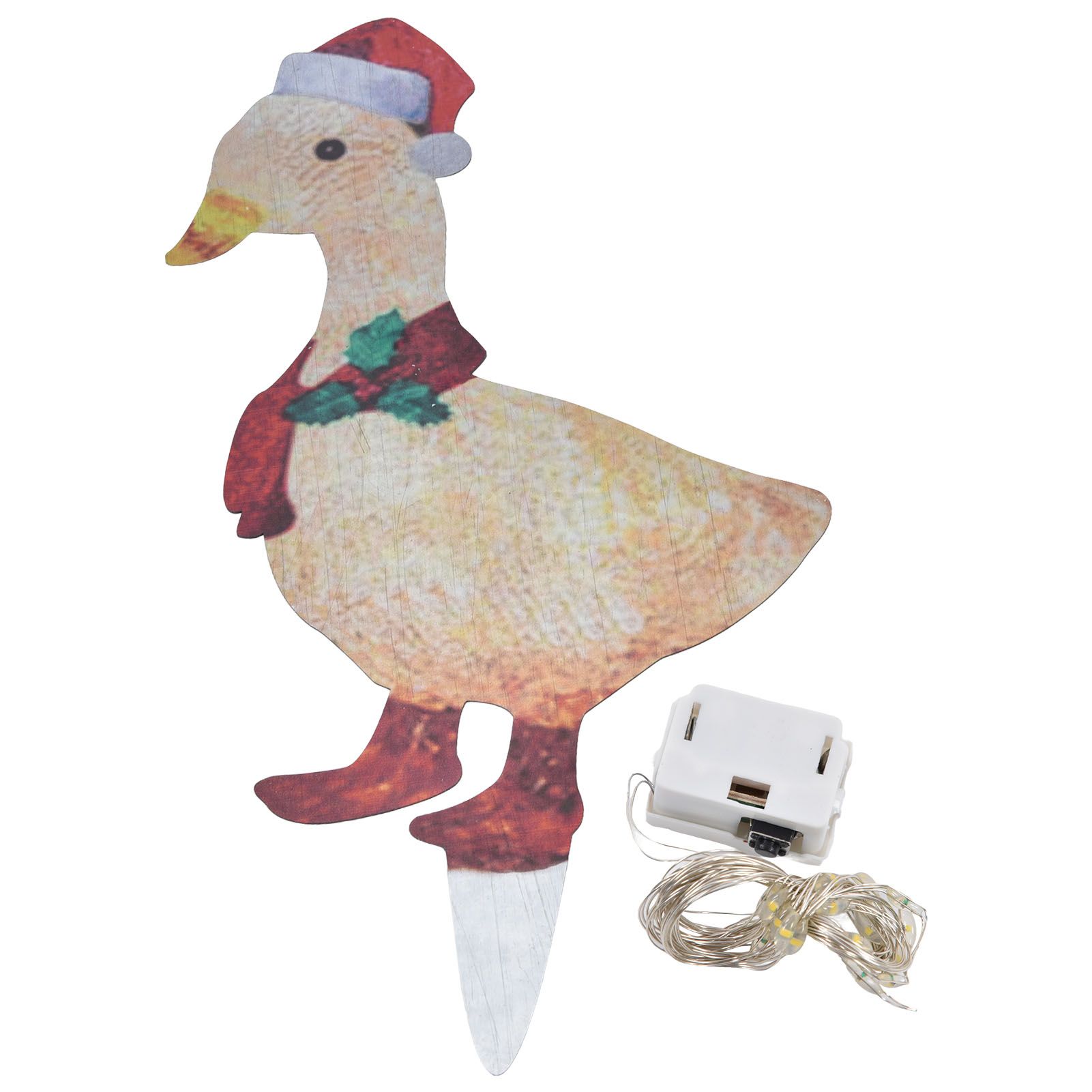 Light Up Duck Decor Metal Duck Garden Stake with Decorative Light String for Outdoor Ornament - Image 1