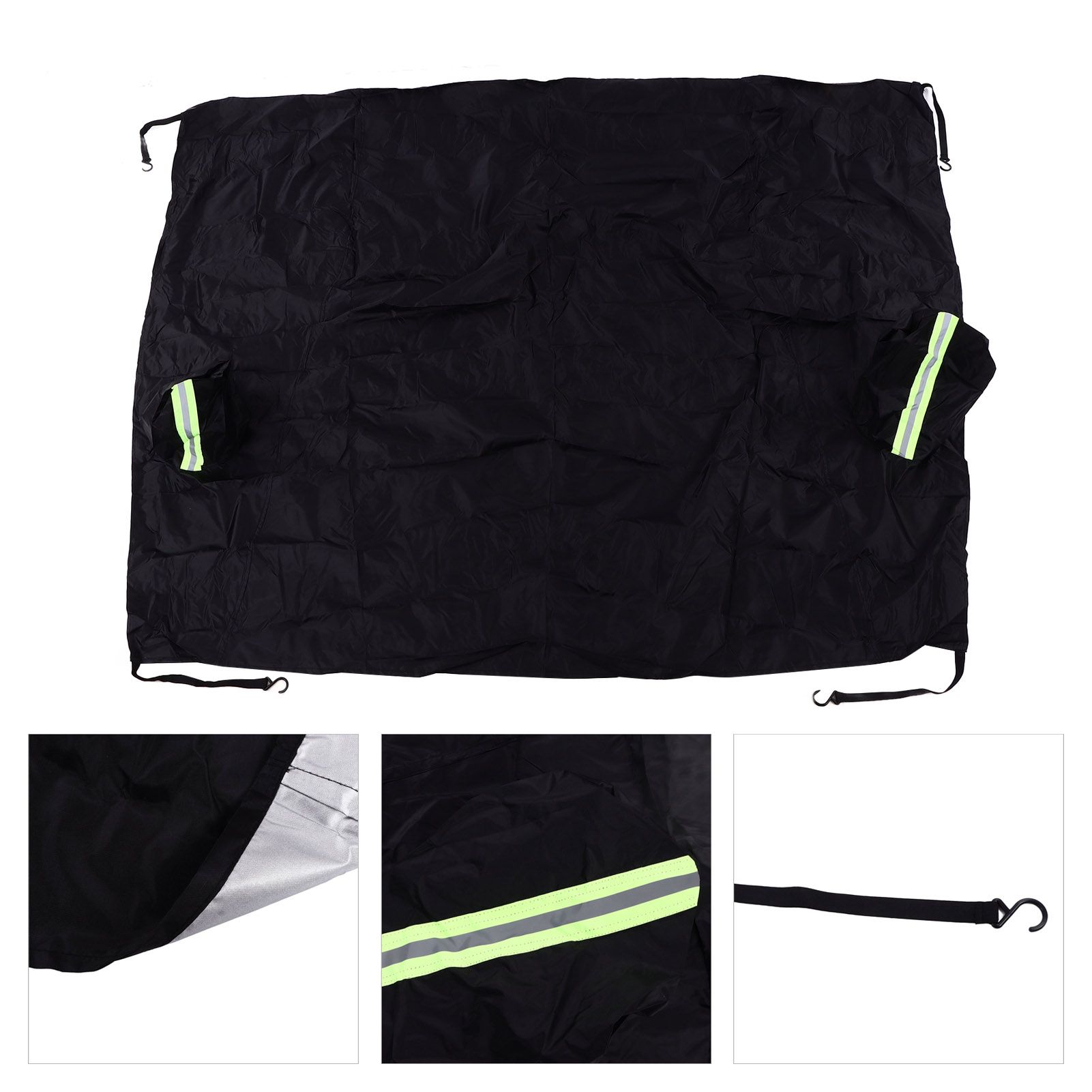 Windshield Cover Waterproof Snowproof Large Coverage Area Universal Windshield Protector with Reflective StripsBlack - Image 8