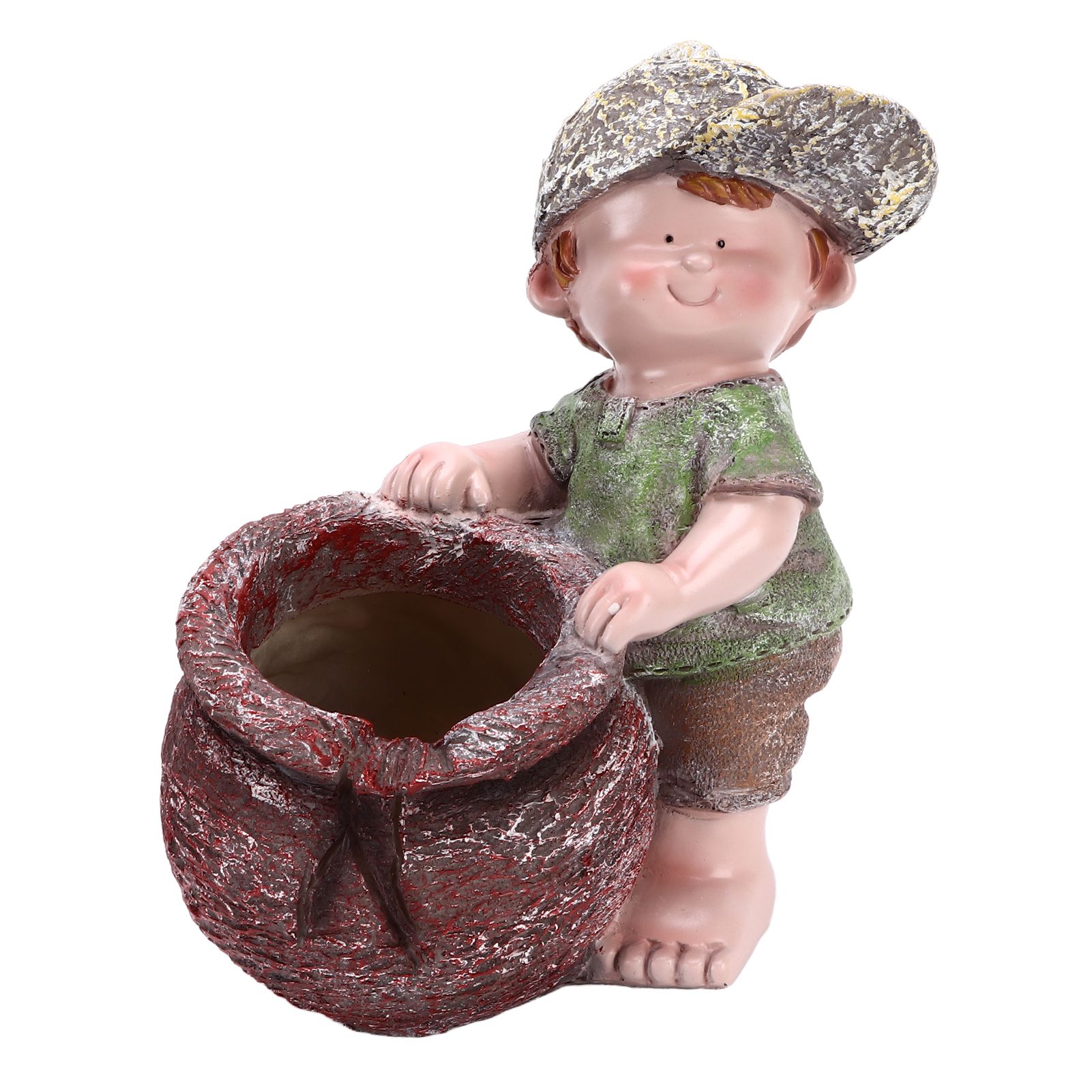 Flower Pot Ornament Cartoon Kid Shape Waterproof Textured Exquisite Vivid Statue for Garden Lawn Desk Decoration - Image 1