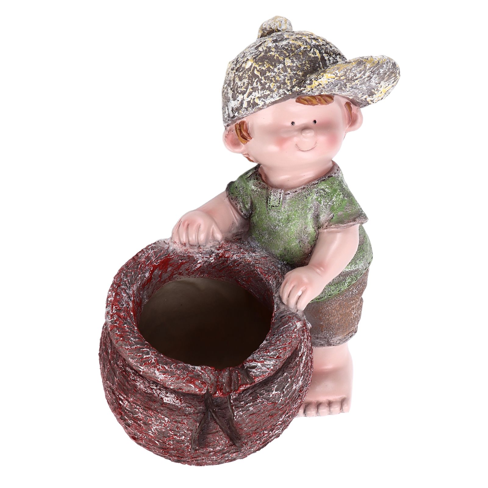 Flower Pot Ornament Cartoon Kid Shape Waterproof Textured Exquisite Vivid Statue for Garden Lawn Desk Decoration - Image 2