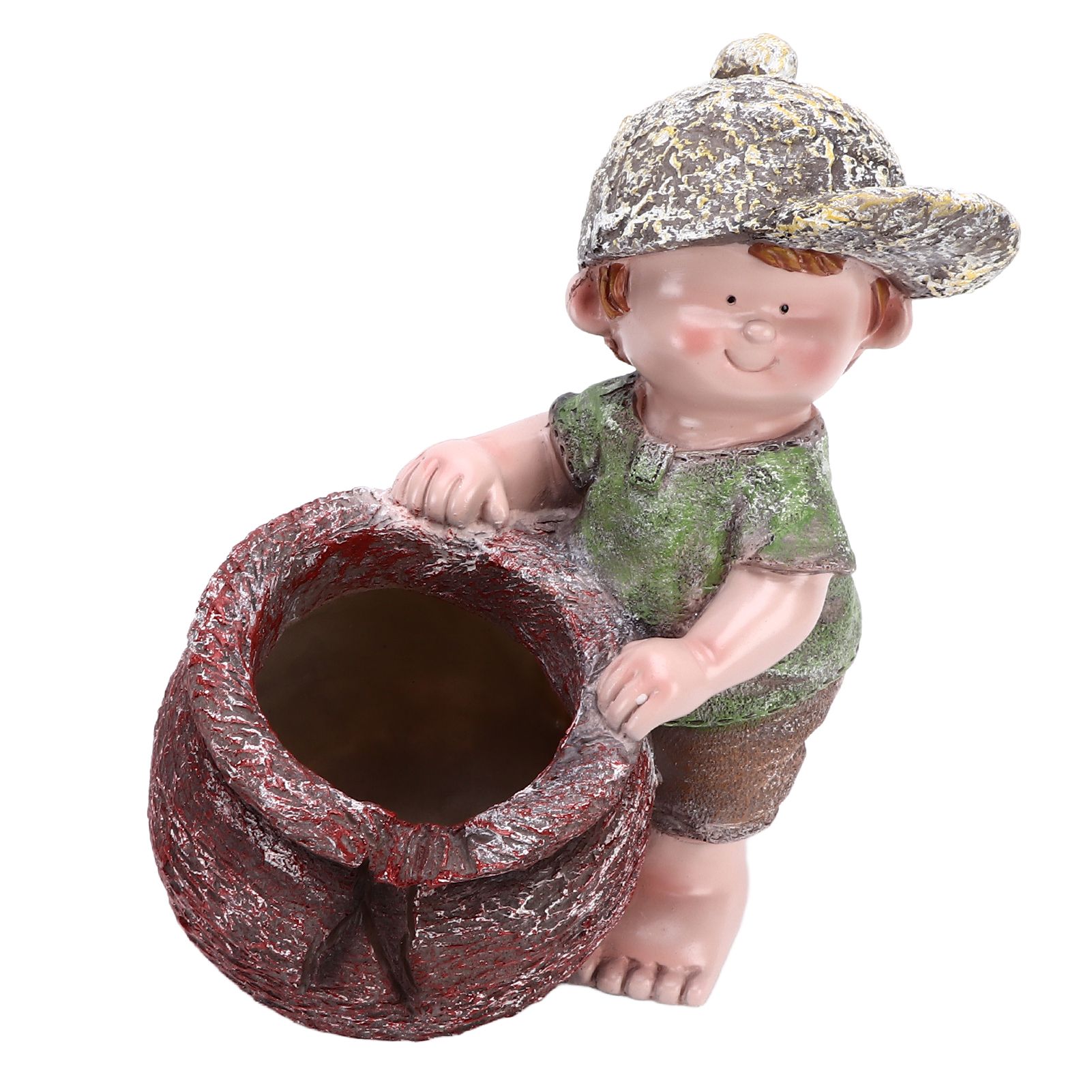 Flower Pot Ornament Cartoon Kid Shape Waterproof Textured Exquisite Vivid Statue for Garden Lawn Desk Decoration - Image 3