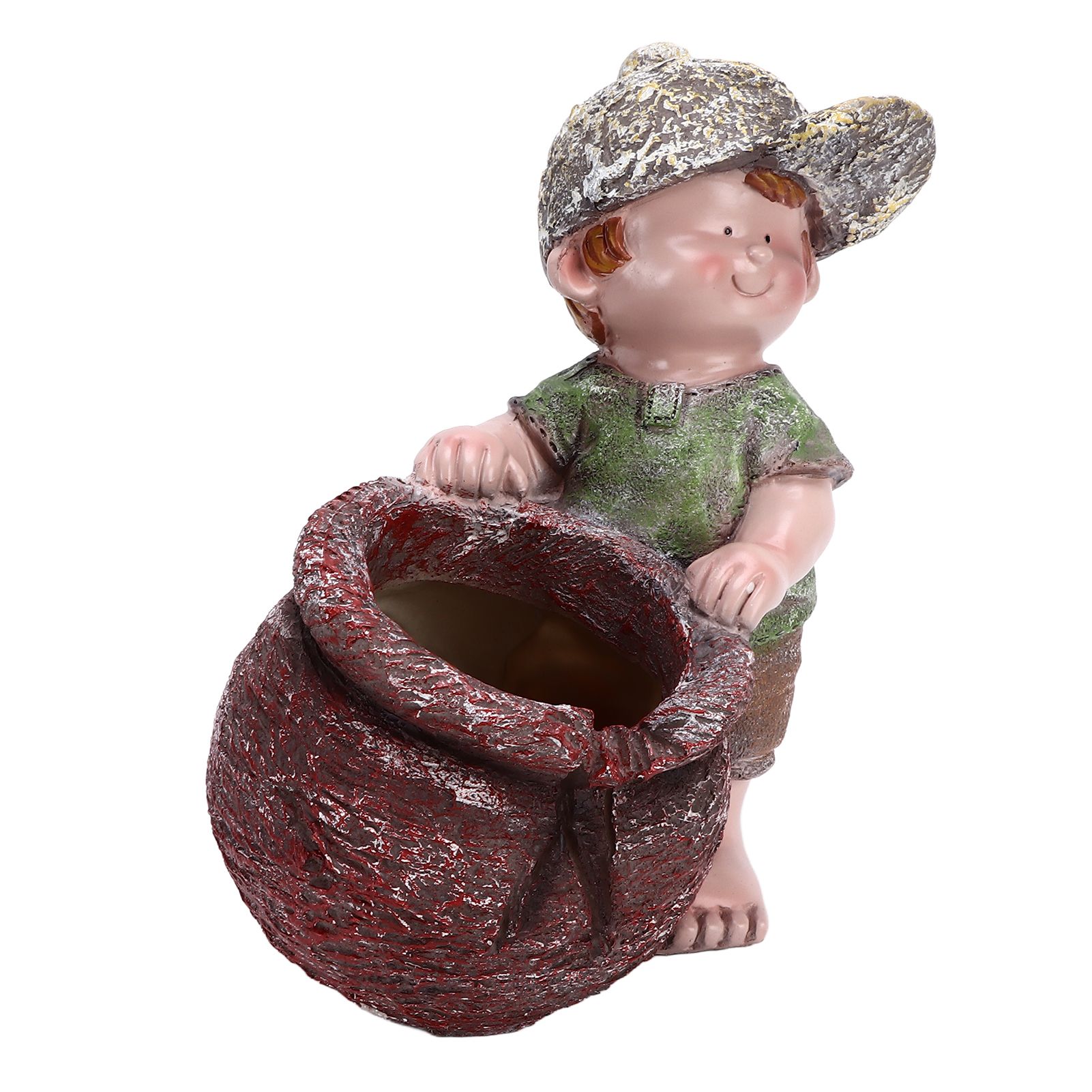 Flower Pot Ornament Cartoon Kid Shape Waterproof Textured Exquisite Vivid Statue for Garden Lawn Desk Decoration - Image 4