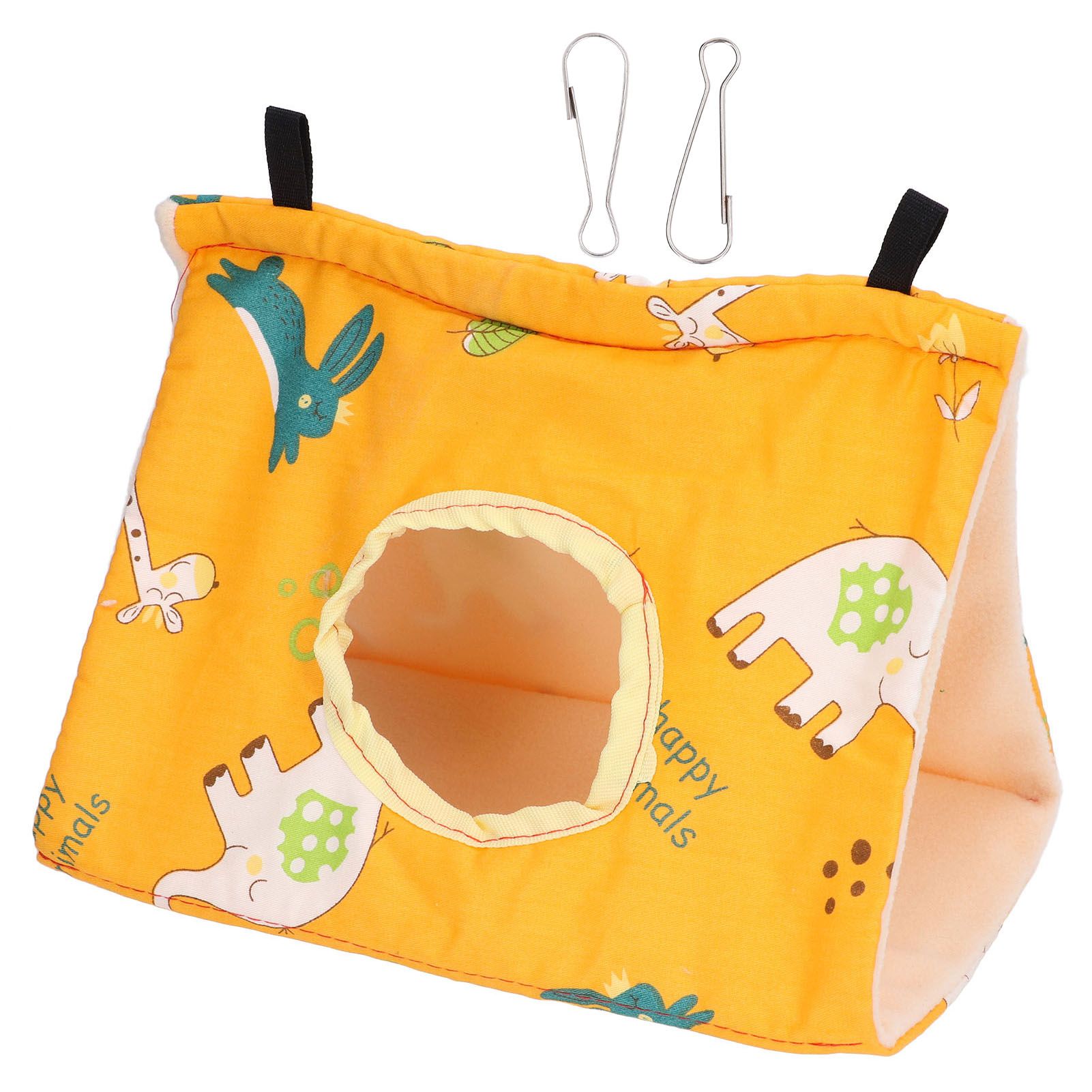 Bird Hut Foldable Soft Comfortable Flannel Orange Triangular Bird Hanging Bed with Hooks for Parrots Hamsters Squirrels - Image 1