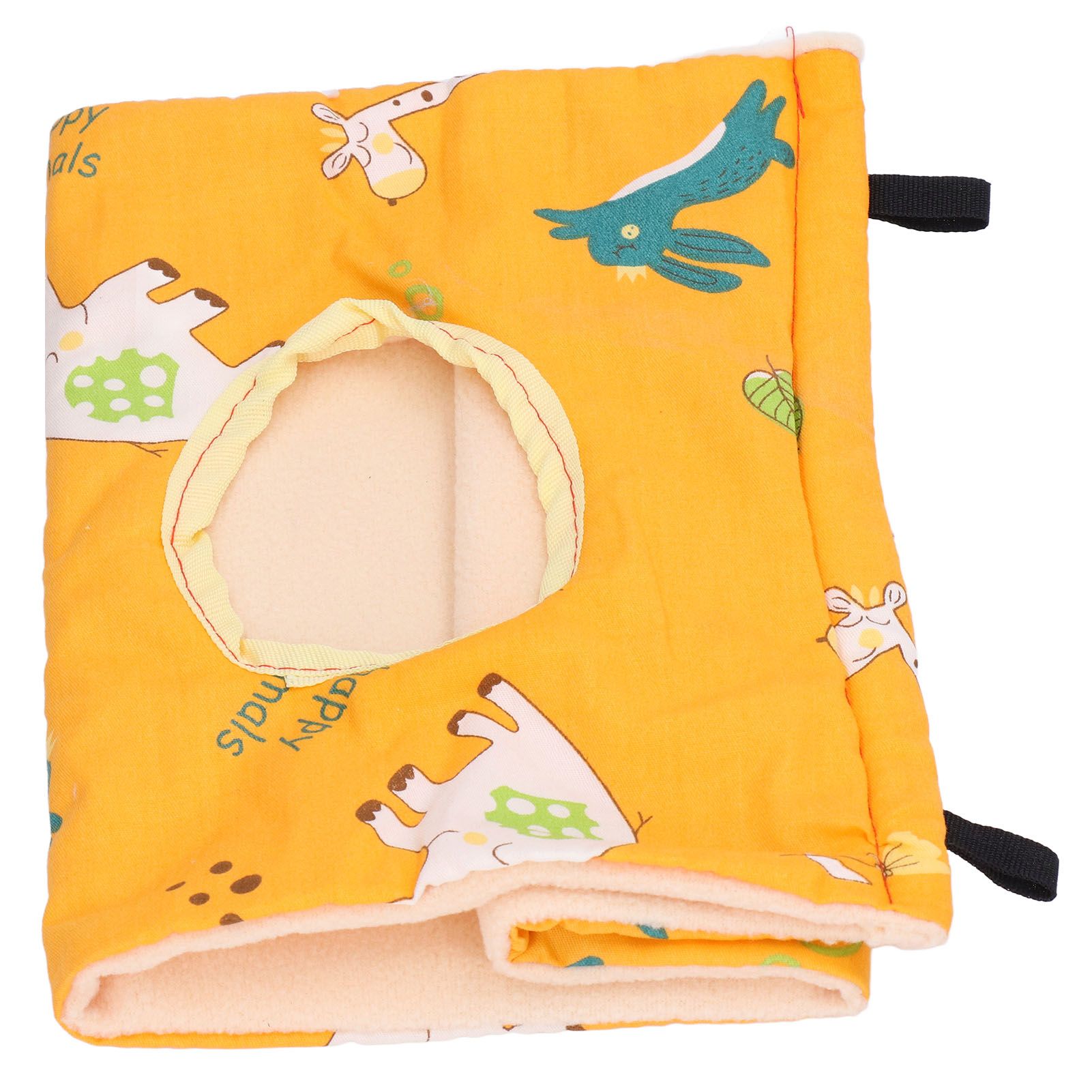 Bird Hut Foldable Soft Comfortable Flannel Orange Triangular Bird Hanging Bed with Hooks for Parrots Hamsters Squirrels - Image 5