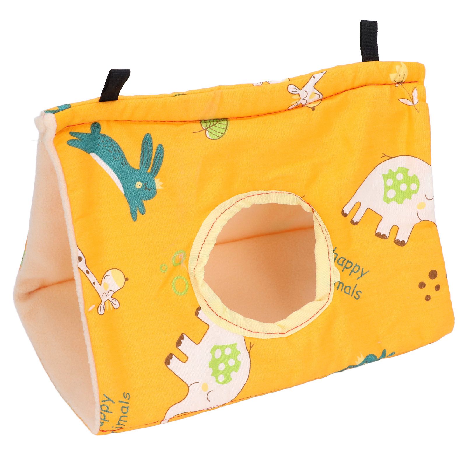 Bird Hut Foldable Soft Comfortable Flannel Orange Triangular Bird Hanging Bed with Hooks for Parrots Hamsters Squirrels - Image 7
