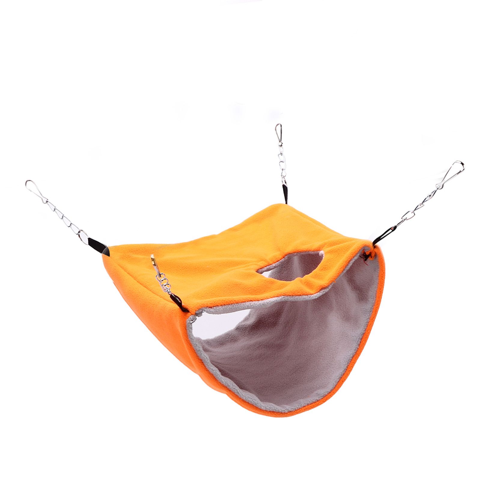 Bird Warm Nest Thermal Plush Cage Hanging Bed Hamster Double Layer Hammock for Winter Cold WeatherOrange - Image 4