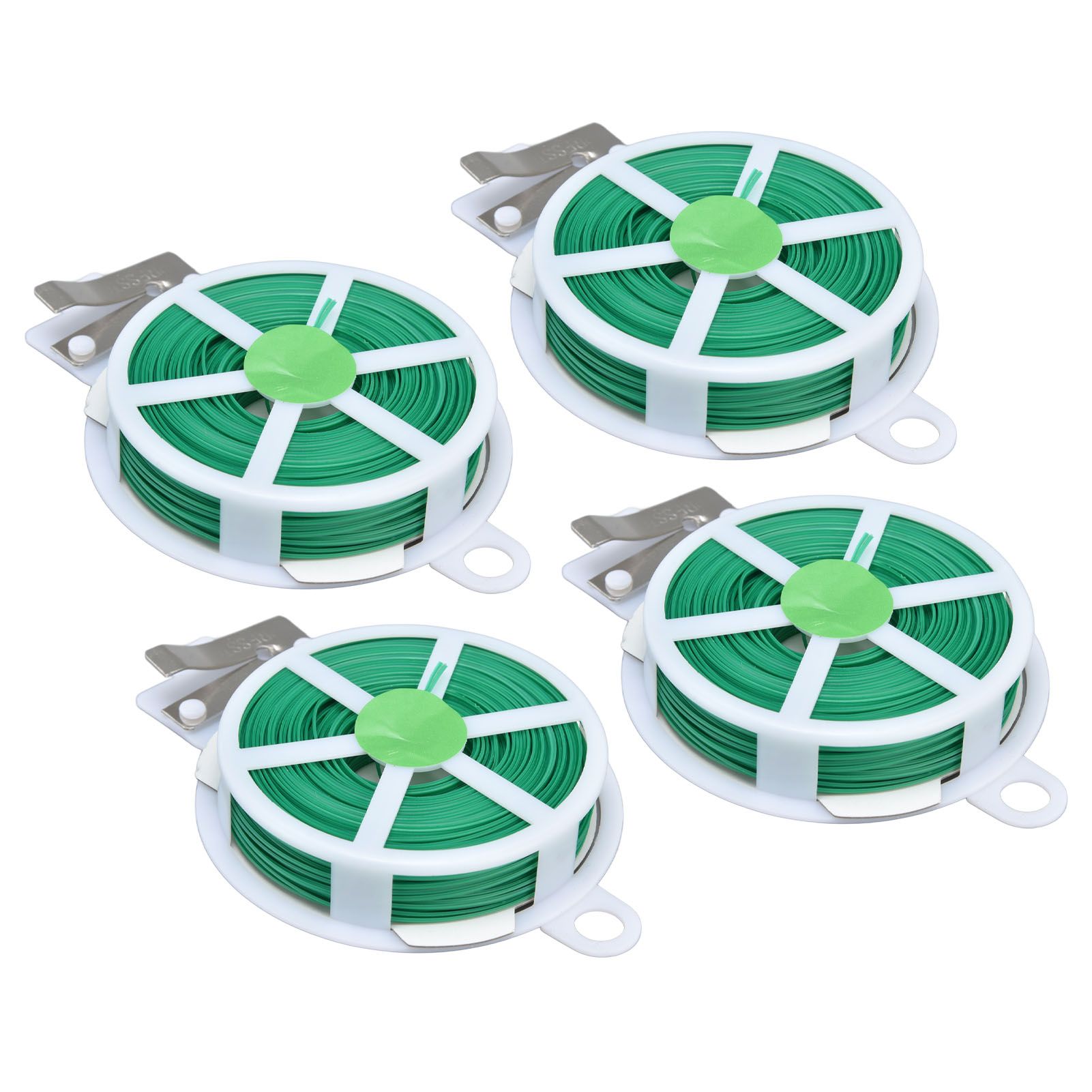 4pcs Plant Ties 50 Meters Green Twist Ties Wire with Built in Cutter for Garden Courtyard Indoor Plants Support Fixing - Image 2