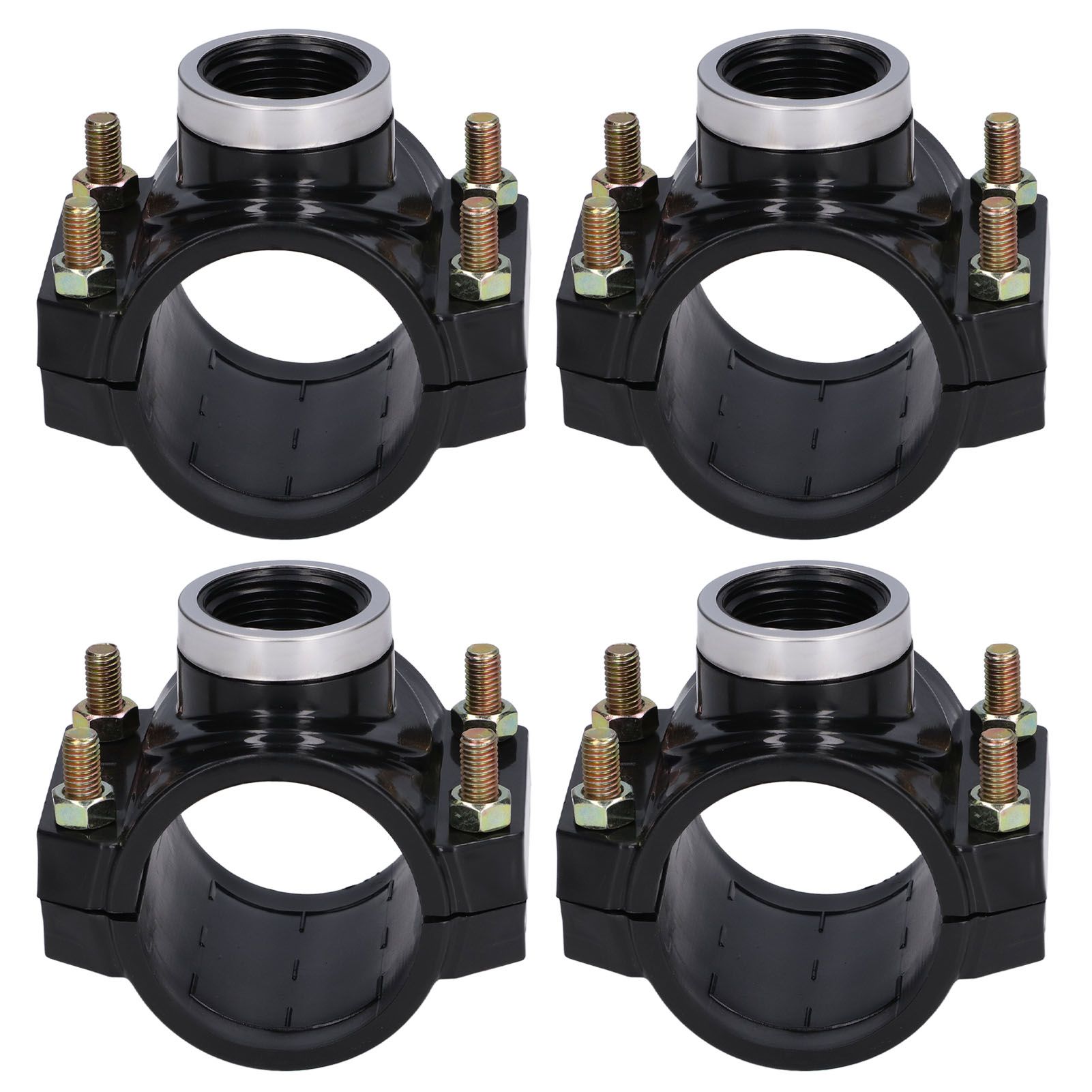 4 Sets Water Drain Saddle Plastic Pipe Additional Quick Connector Tee Kit G1 Female Thread - Image 2