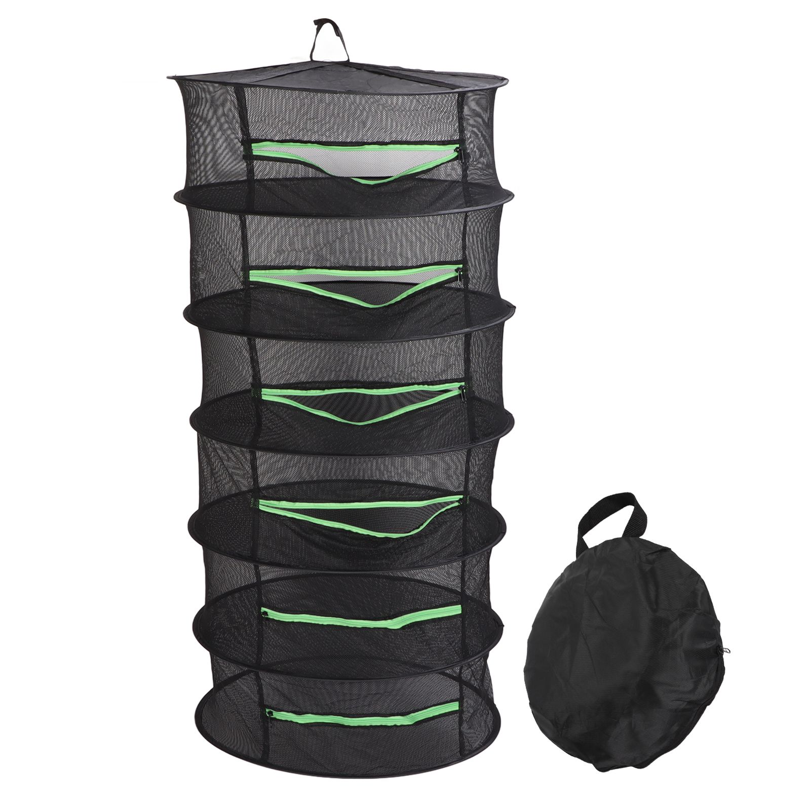 Herb Drying Rack Breathable Mesh Hanging Foldable Dryer with Zippers Ring for Garden Plant - Image 1