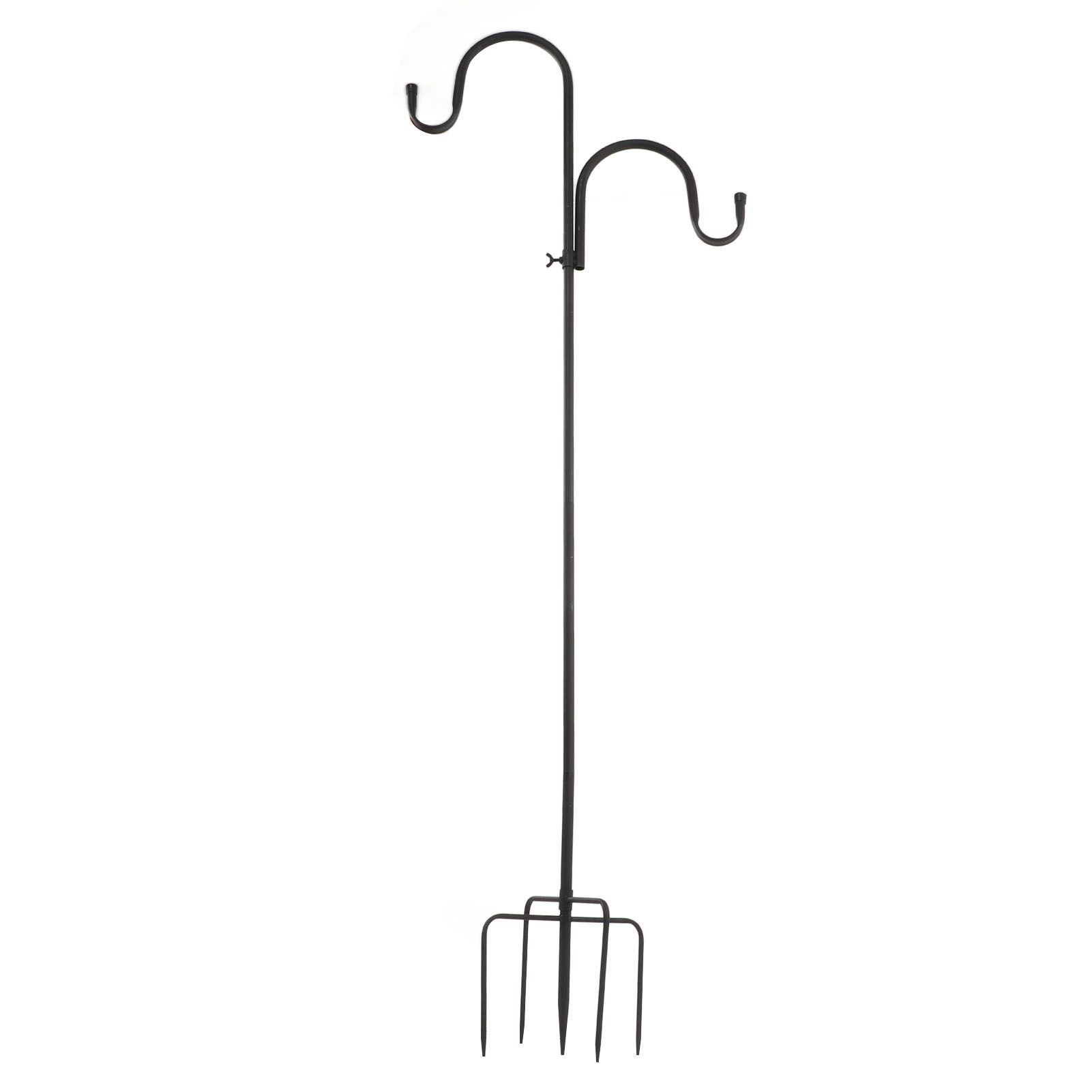 Shepherd's Hook Detachable Bird Feeder Hanger Iron 2 Hooks 5 Prong Bases Courtyard Accessories - Image 1