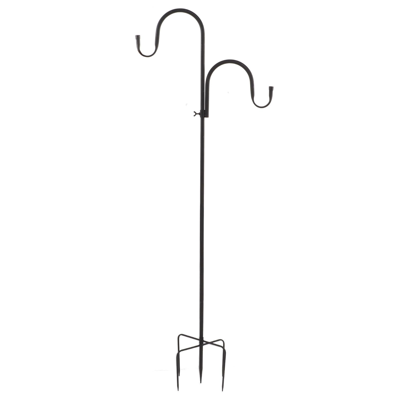 Shepherd's Hook Detachable Bird Feeder Hanger Iron 2 Hooks 5 Prong Bases Courtyard Accessories - Image 3