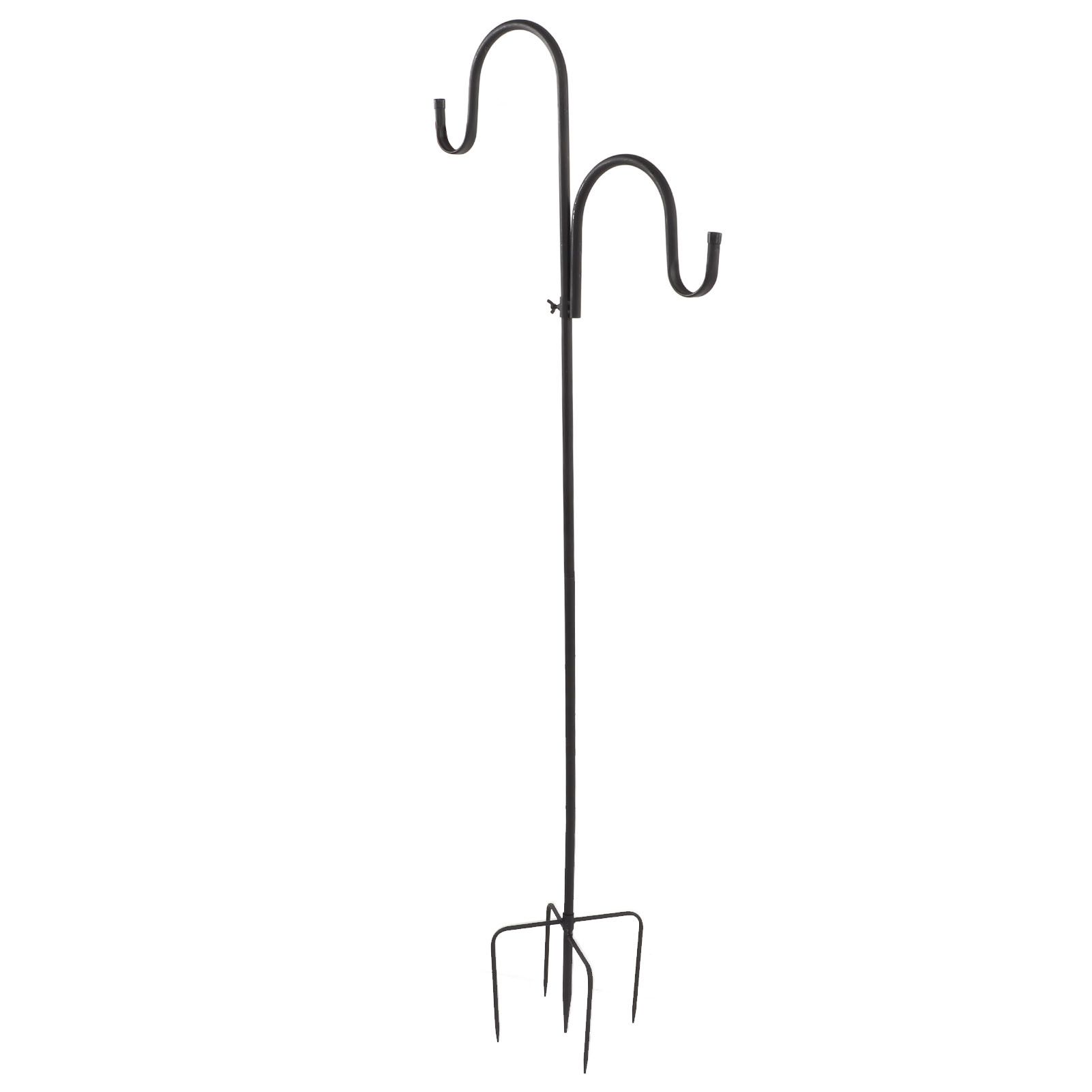 Shepherd's Hook Detachable Bird Feeder Hanger Iron 2 Hooks 5 Prong Bases Courtyard Accessories - Image 4