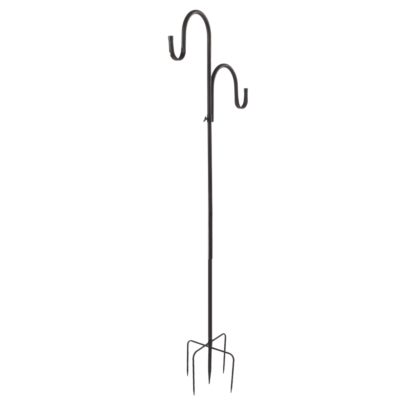Shepherd's Hook Detachable Bird Feeder Hanger Iron 2 Hooks 5 Prong Bases Courtyard Accessories - Image 5