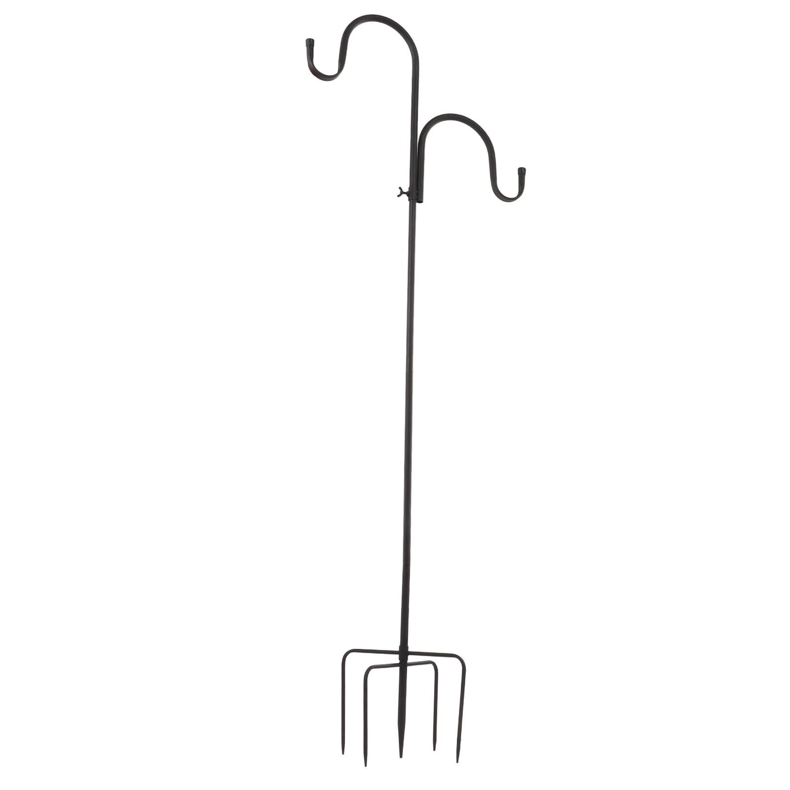 Shepherd's Hook Detachable Bird Feeder Hanger Iron 2 Hooks 5 Prong Bases Courtyard Accessories - Image 6