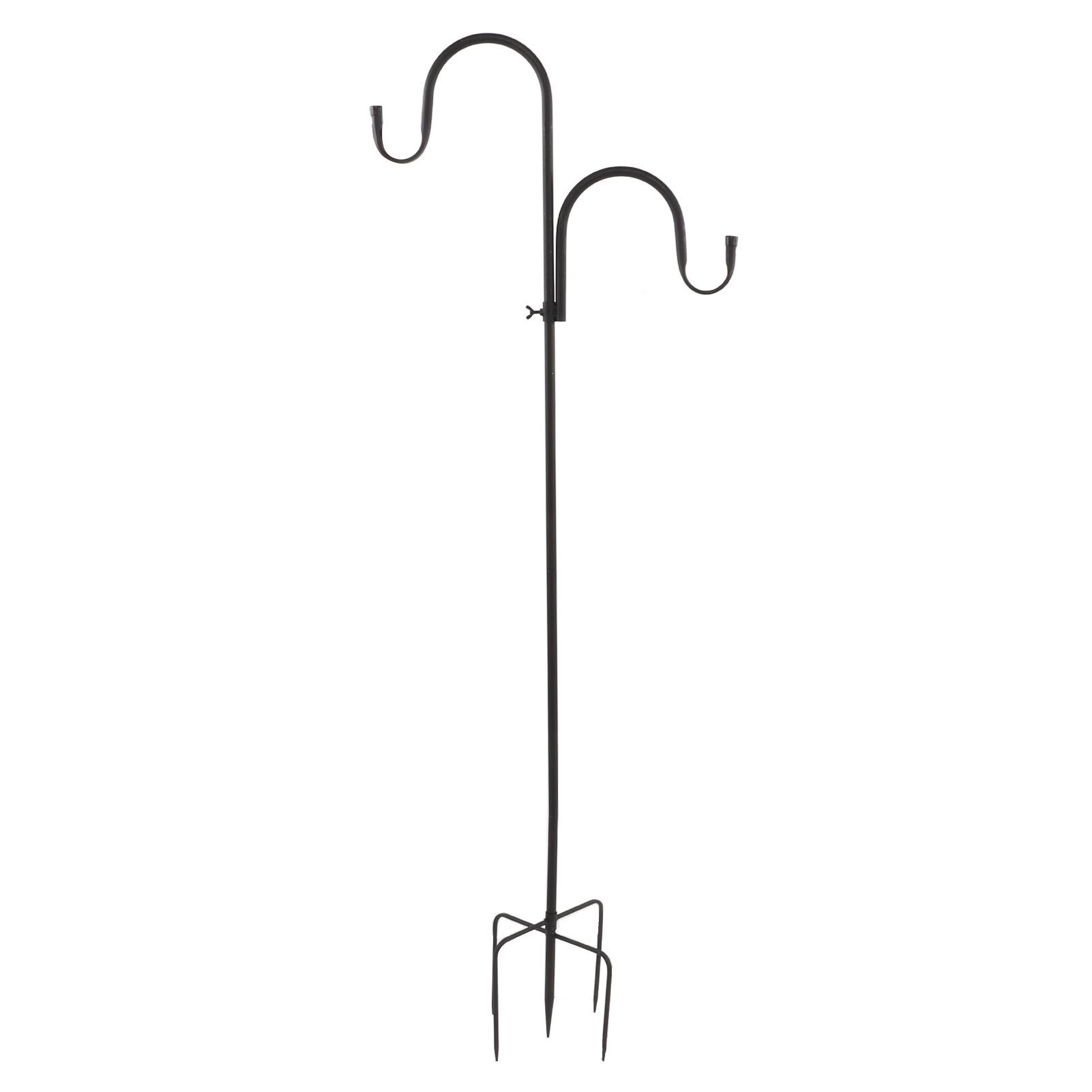Shepherd's Hook Detachable Bird Feeder Hanger Iron 2 Hooks 5 Prong Bases Courtyard Accessories - Image 7