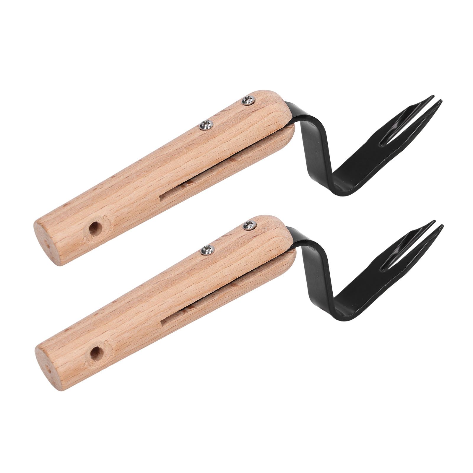 2Pcs Forked Head Hand Weeder Puller Wood Handle Remove Weeds Shovel Garden Weeding Fork Trimming Tools Planting Gadgets - Image 1