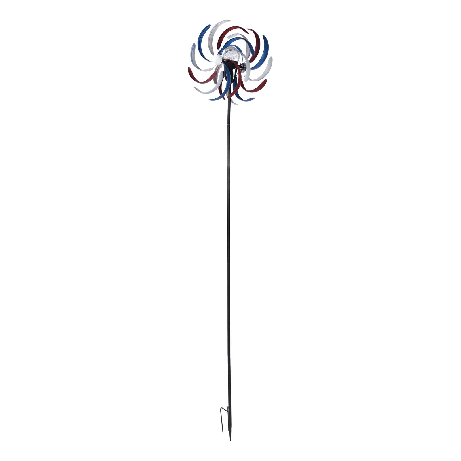 Outdoor Metal Wind Spinners LED Light Solar Powered Windmill for Yard Garden Lawns Decoration - Image 2