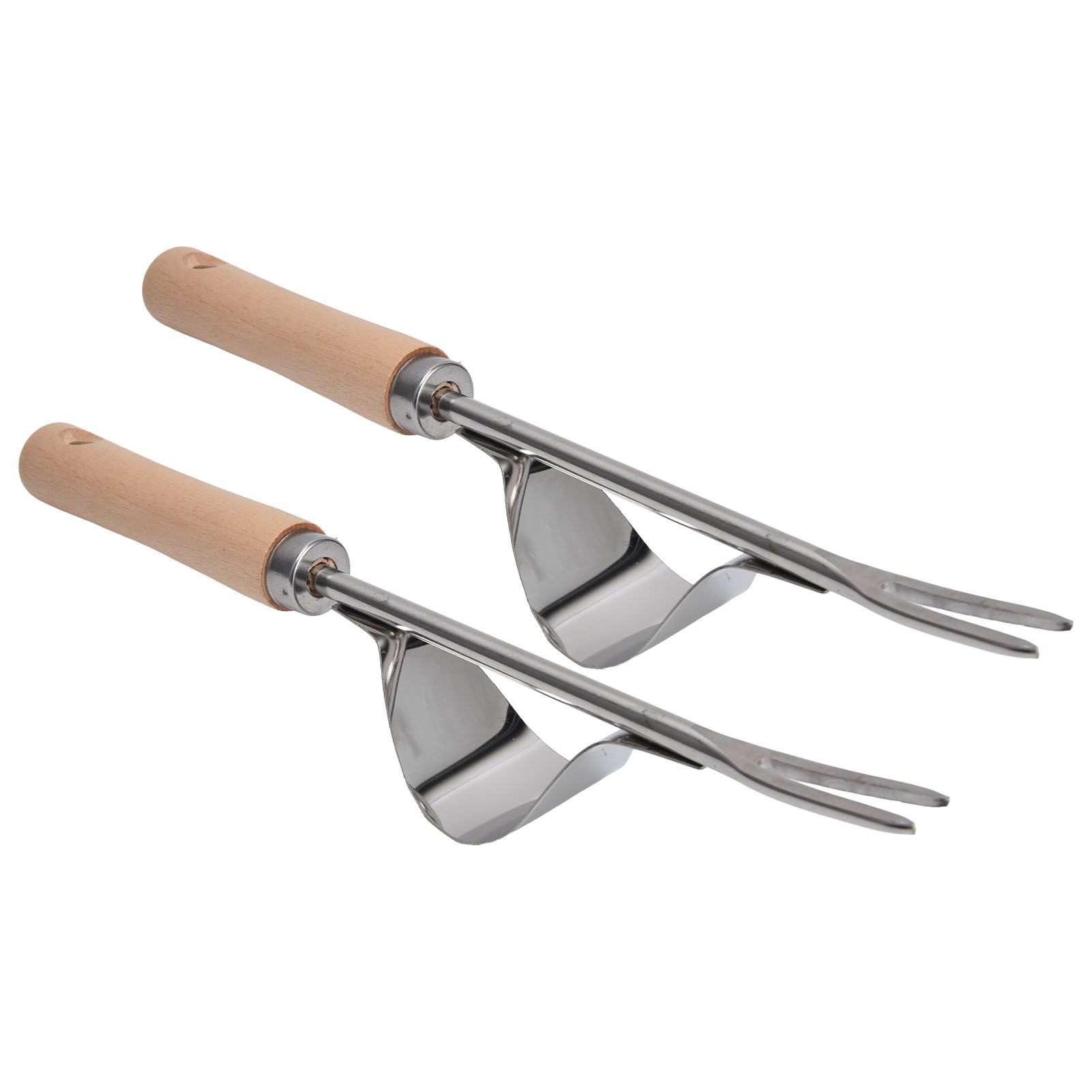 2Pcs Garden Hand Weeder Stainless Steel Sturdy Durable Rustproof Glossy Handle Weed Removal Tool - Image 1