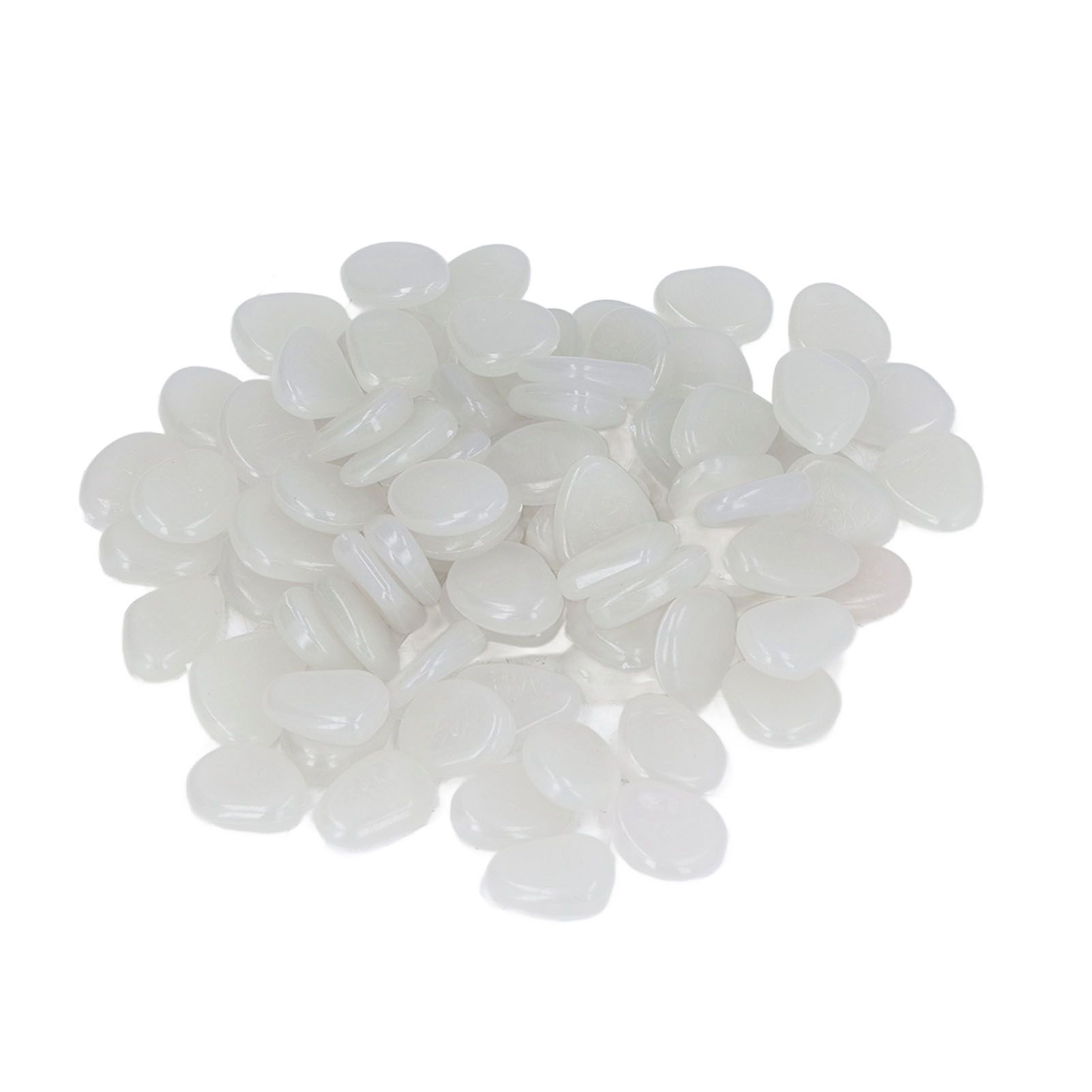 Outdoor Luminous Stones Colorful Fluorescent Luminous Pebbles for Dark Garden Courtyard Walkway Garden Trails 100 / Bag White - Image 2