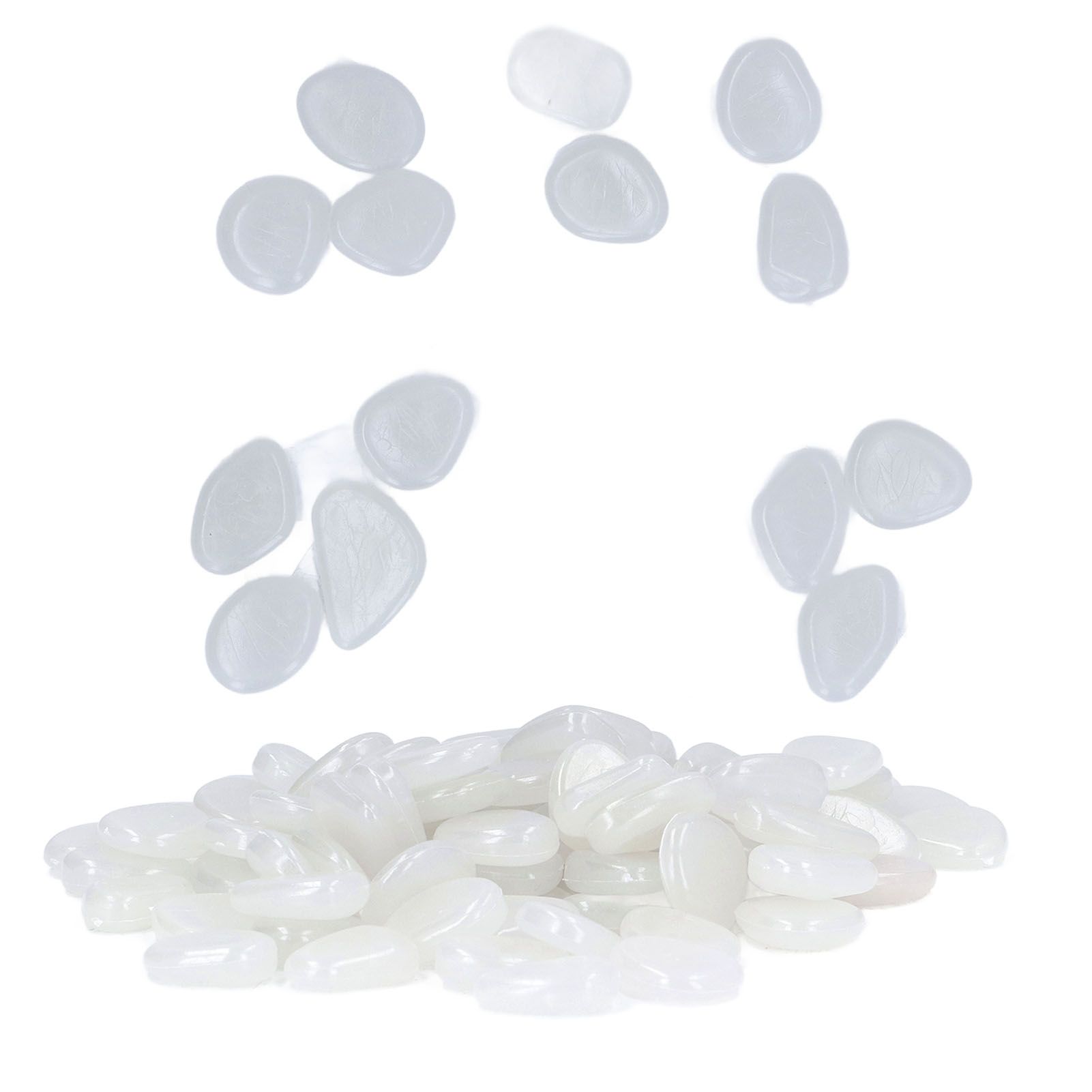 Outdoor Luminous Stones Colorful Fluorescent Luminous Pebbles for Dark Garden Courtyard Walkway Garden Trails 100 / Bag White - Image 8