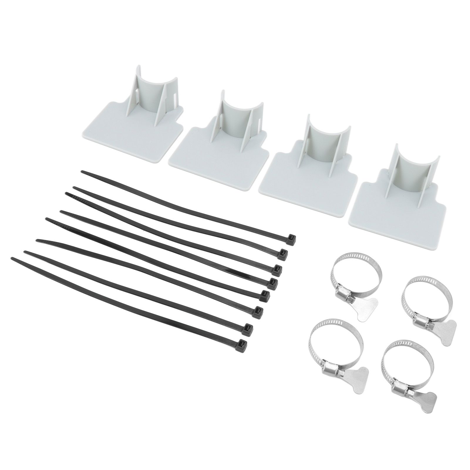 4 Sets Swimming Pool Pipe Holder Prevent Pipe Slip Cable Ties Stainless Steel Hose Clamp Swimming Pool Hose Holder Gray - Image 2