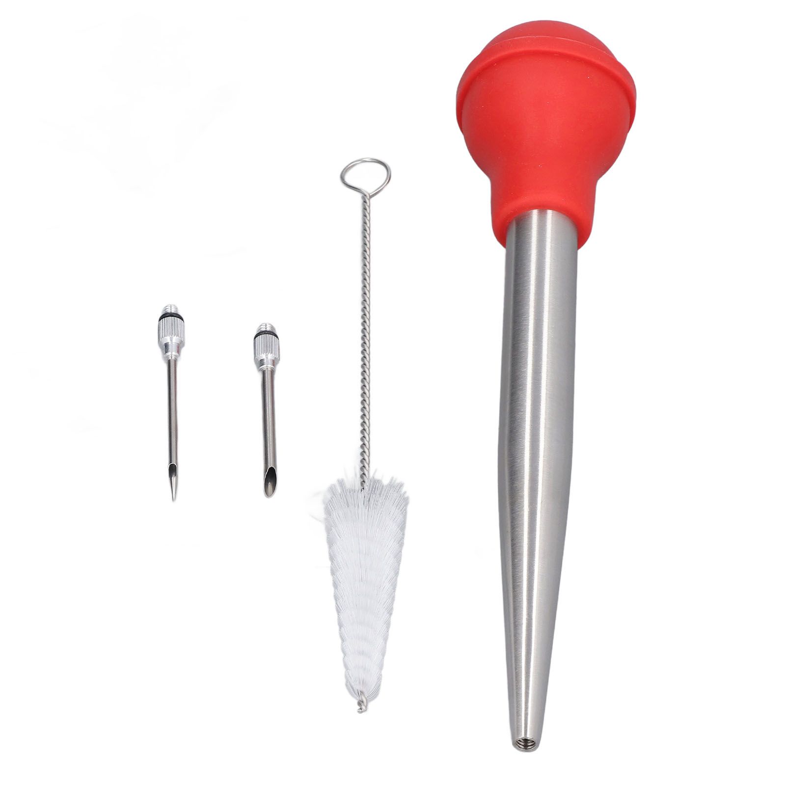 Turkey Injector Stainless Steel Thickened Silicone Design Cooking Seasoning Pump with Cleaning Sweep Red - Image 2