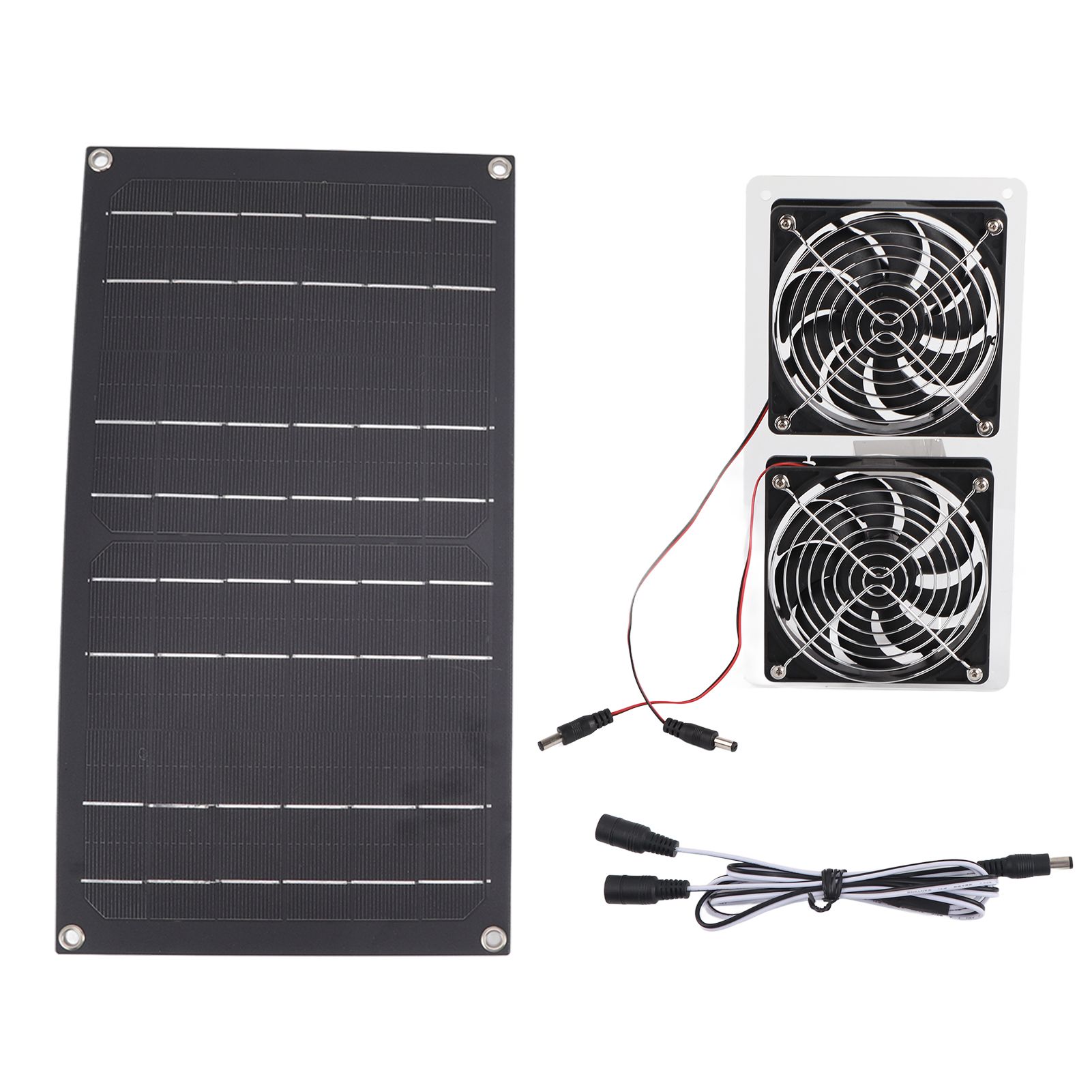 Solar Panel Fan Kit 100W Dual Fans IP67 Waterproof Low Noise Wide Application Solar Powered Fan For Pet House Hut - Image 1