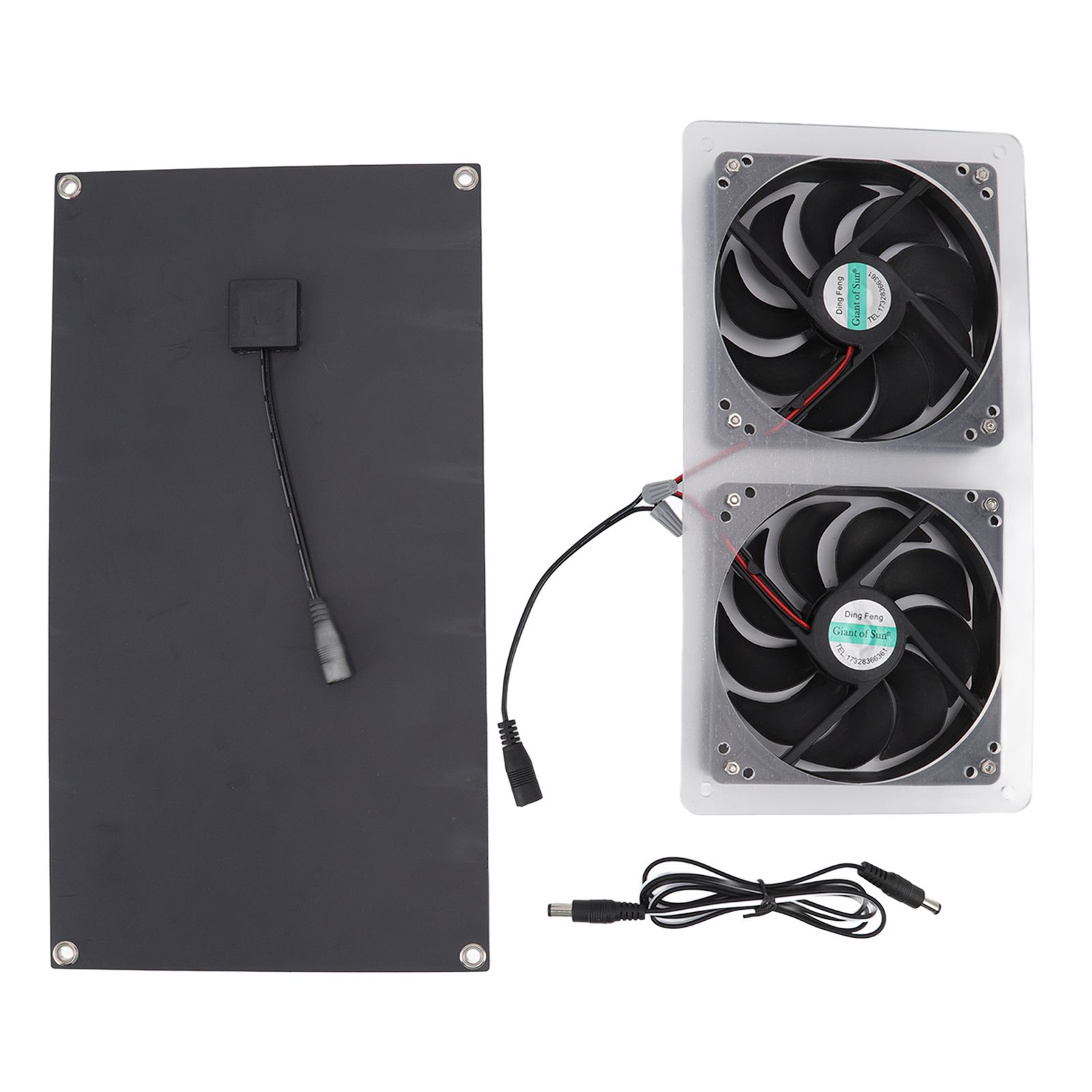 Solar Panel Fan Kit 100W Dual Fans IP67 Waterproof Low Noise Wide Application Solar Powered Fan For Pet House Hut - Image 3