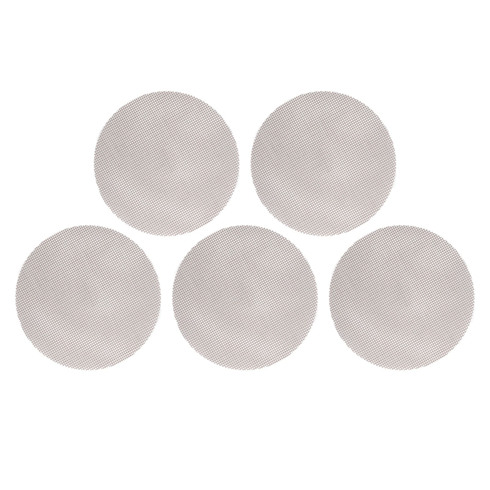 5Pcs High Temperature Resistant Barbecue Round Mat Reusable Non Stick BBQ Grill Grid Slice Pizza Mat 36cm Diameter Brown - Image 1